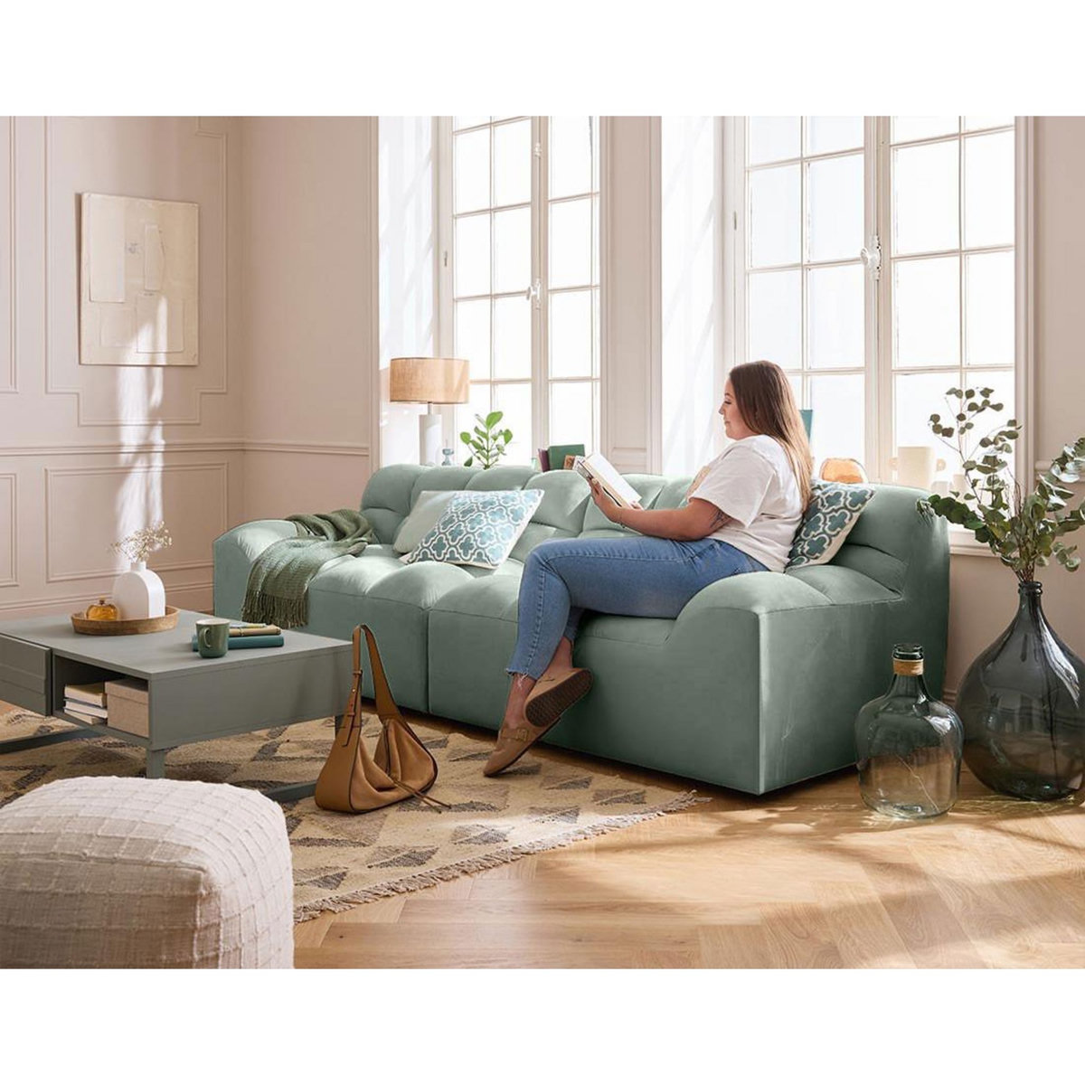 LISA DESIGN Napoli - canapé droit 4 places - en velours