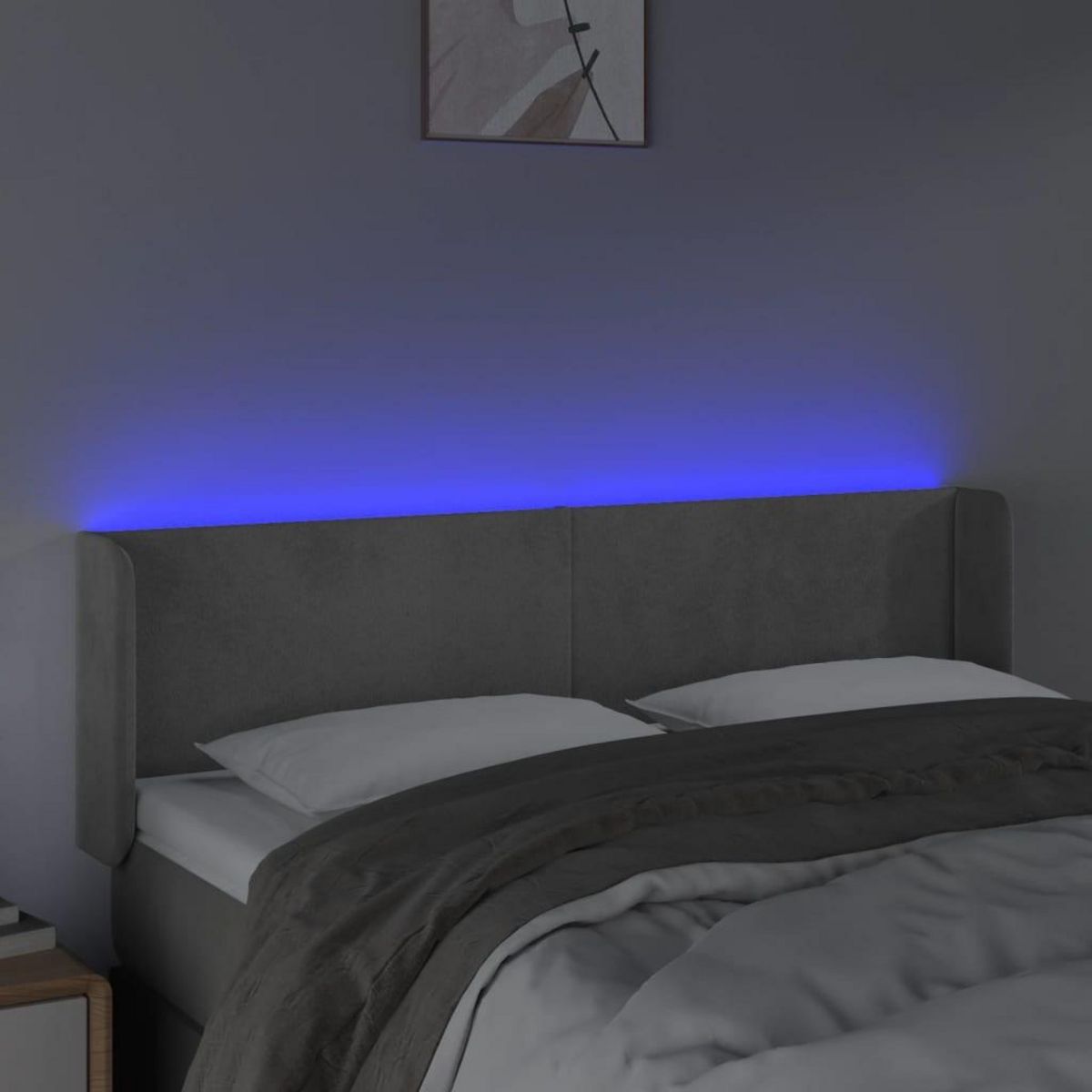 VIDAXL Tete de lit a LED Gris clair 147x16x78/88 cm Velours