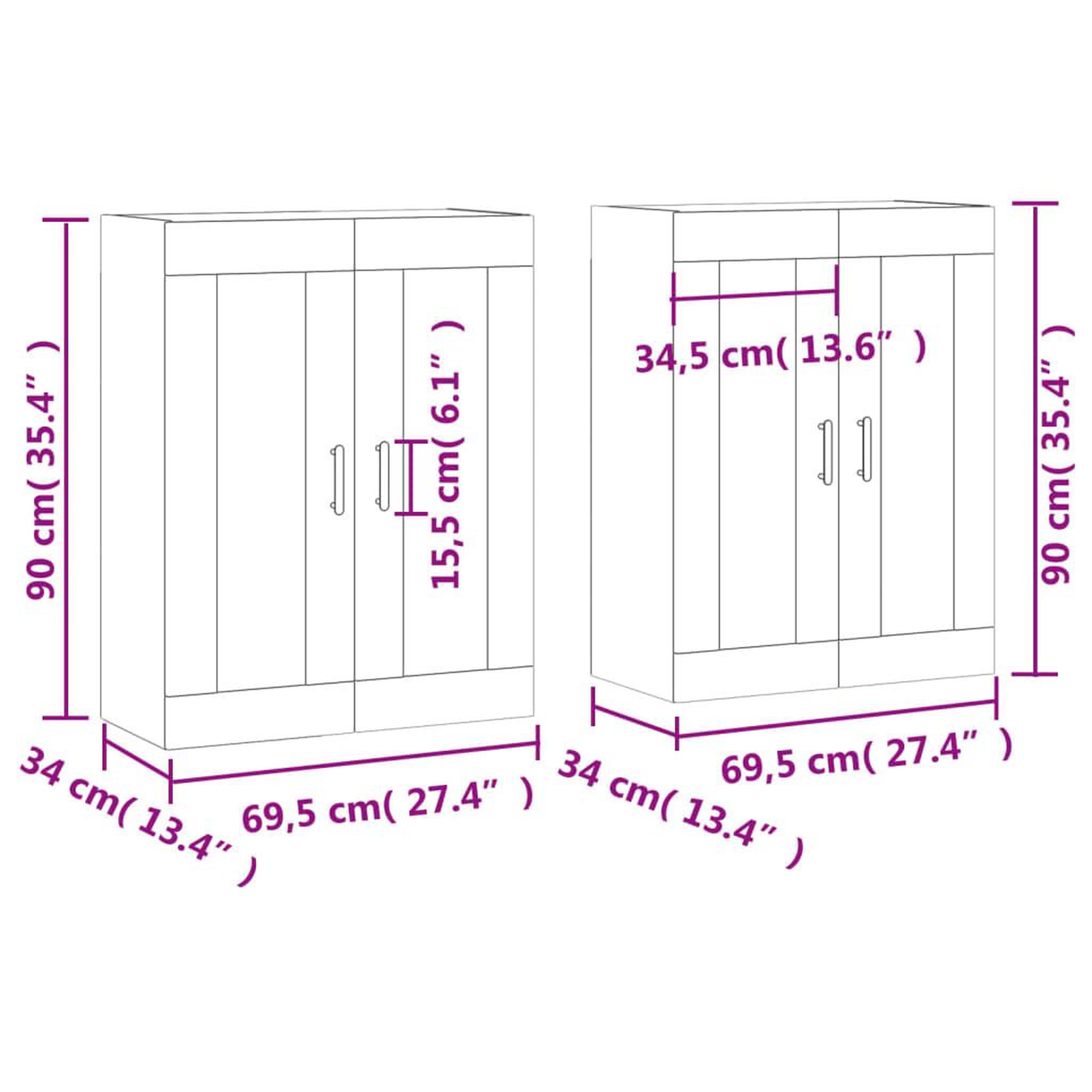 Voir la diapositive 6 : VIDAXL Armoires murales 2 pcs sonoma gris bois d'ingenierie