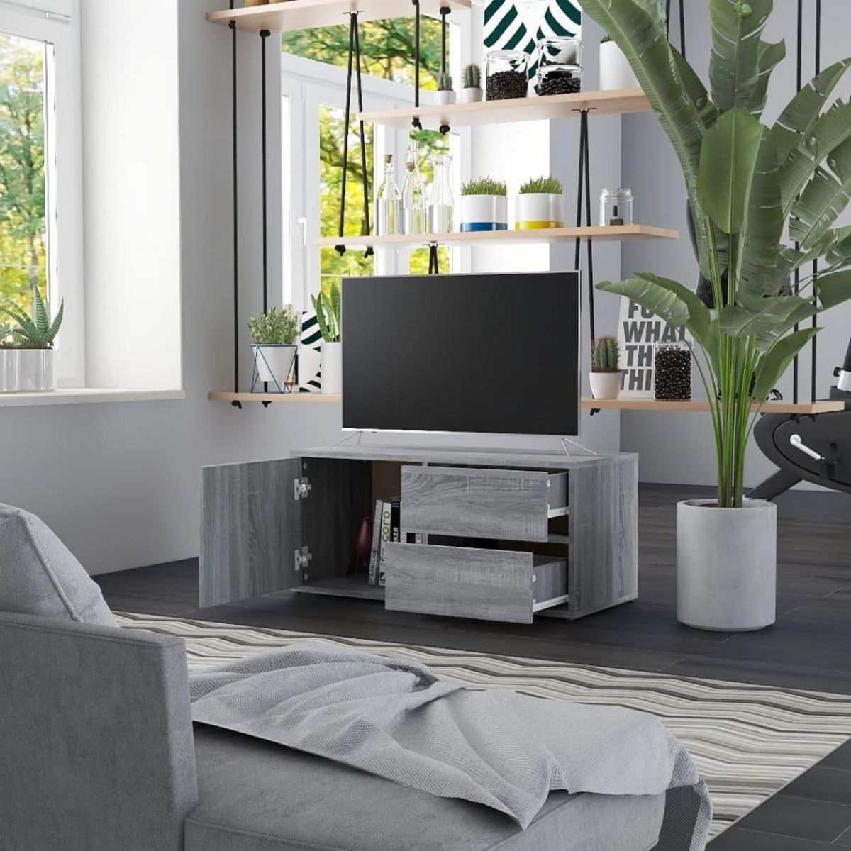 VIDAXL Meuble TV Sonoma gris 80x34x36 cm Bois d'ingenierie