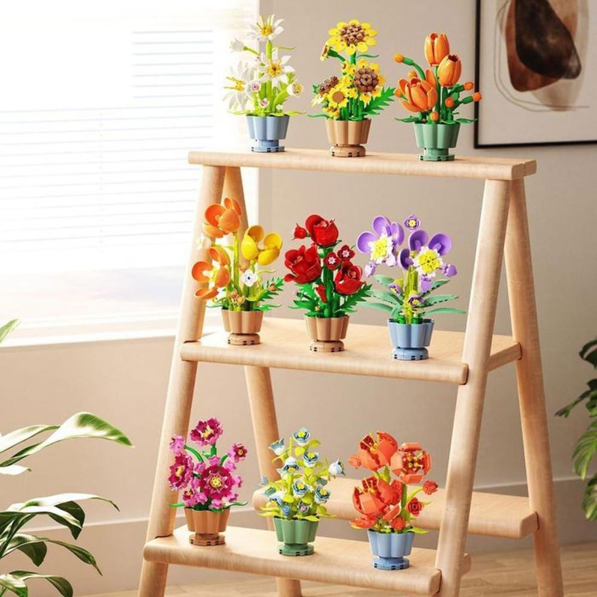 Voir la diapositive 6 : Set fleurs miniatures DIY Collection Botanique - 9 modèles - 1462 pièces - pots réalistes à assembler