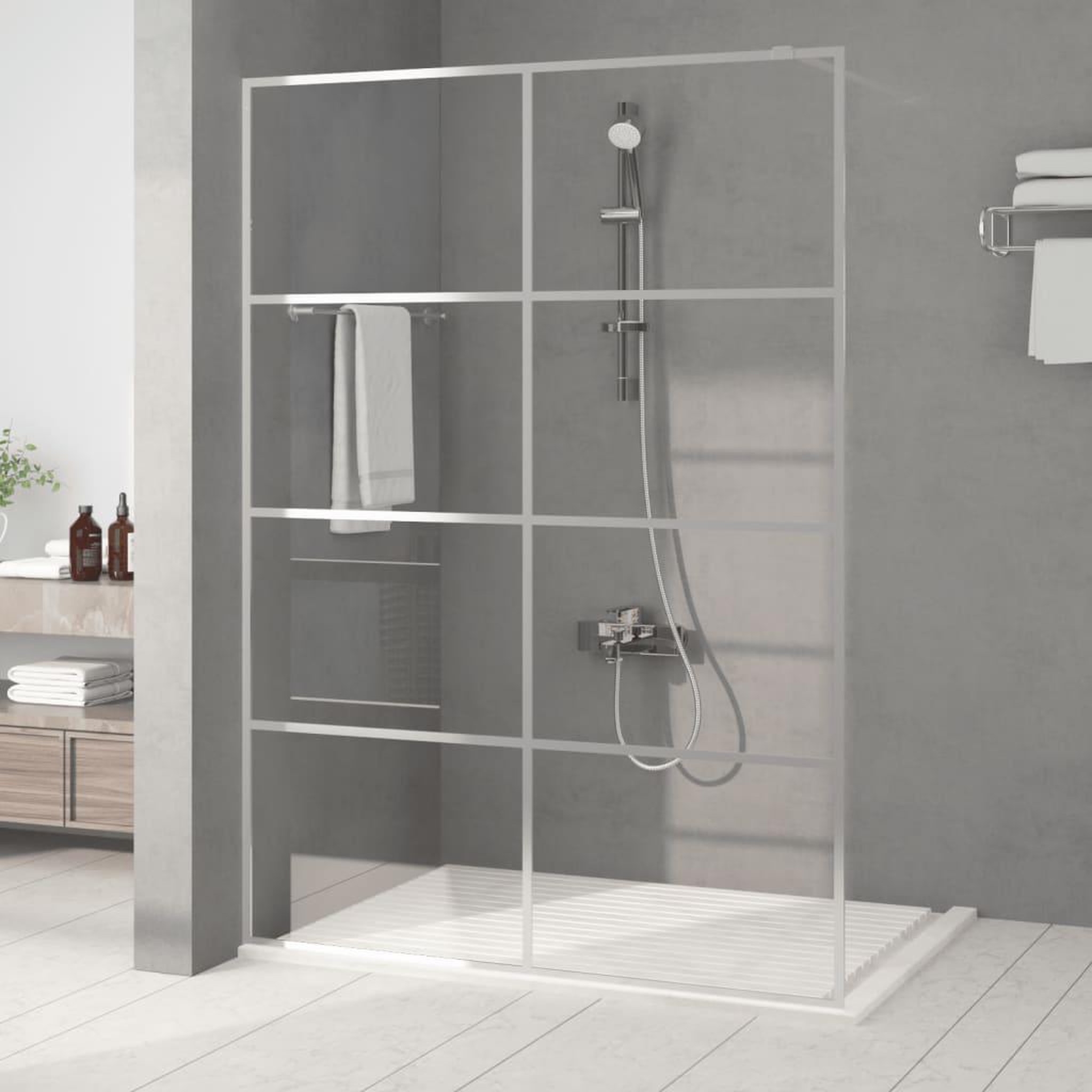 VIDAXL Paroi de douche Argente 140x195 cm Verre ESG transparent