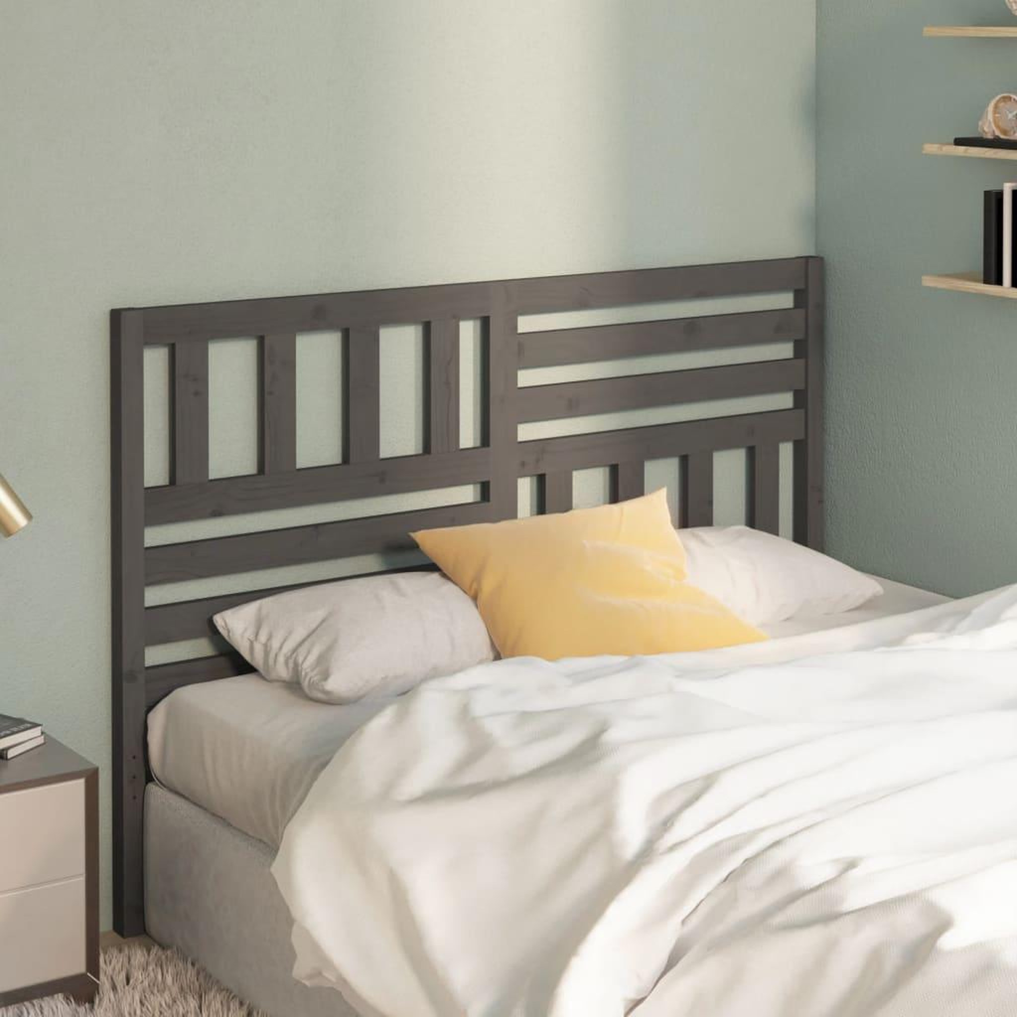 Voir la diapositive 3 : VIDAXL Tete de lit Gris 126x4x100 cm Bois massif de pin