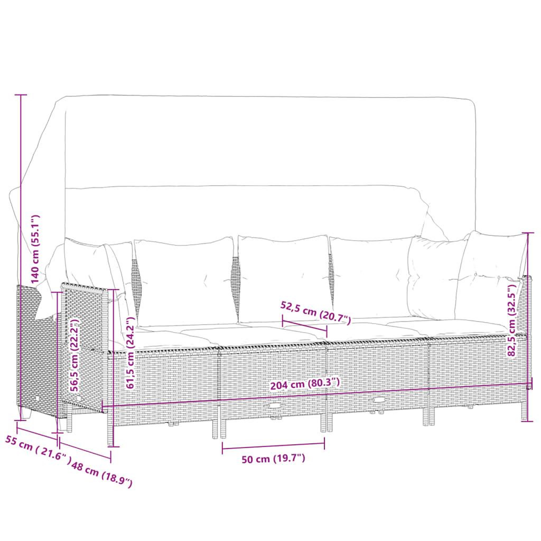 Voir la diapositive 6 : VIDAXL Salon de jardin avec coussins 5 pcs marron resine tressee
