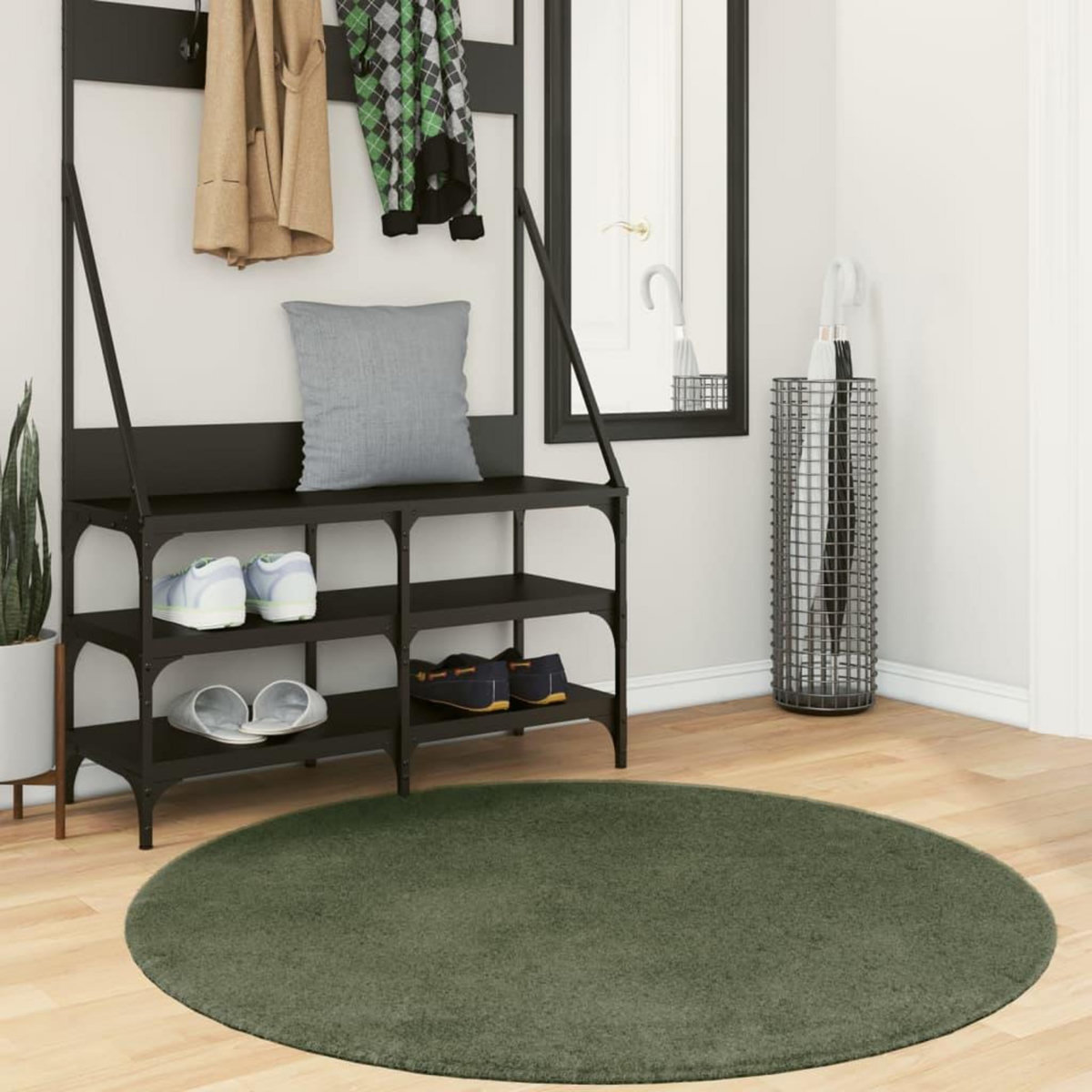 VIDAXL Tapis HUARTE a poils courts doux et lavable vert foret Ø 120 cm