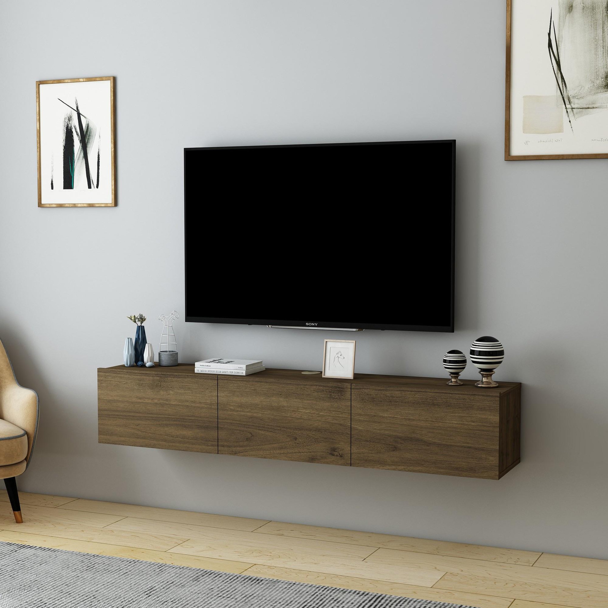 Voir la diapositive 3 : Habitat et Jardin Meuble tv en bois  denby  - 160 x 31 x 29 cm - noyer