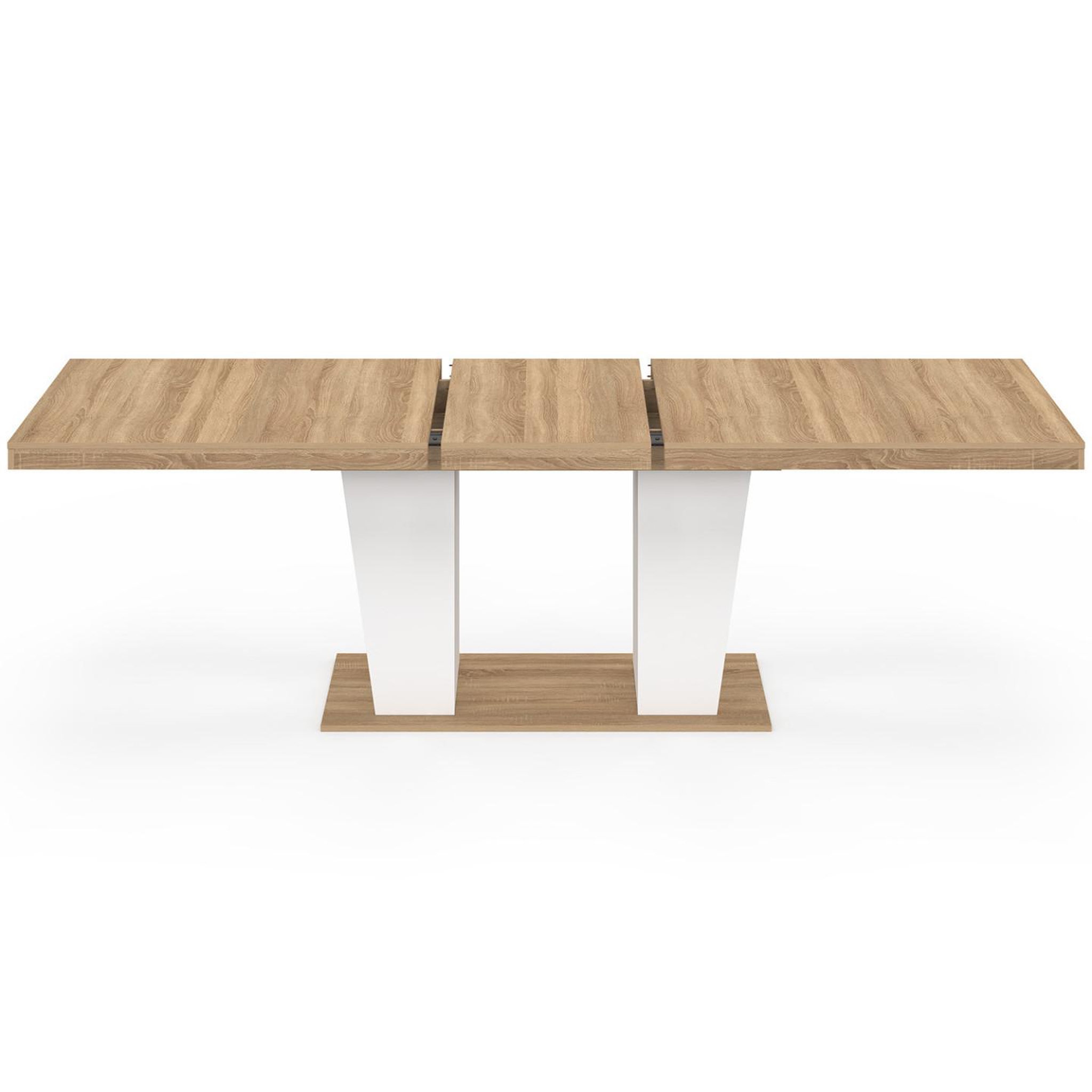 Voir la diapositive 3 : ID MARKET Table à manger extensible rectangle eliad 8-12 personnes bois et blanc 200-250 cm