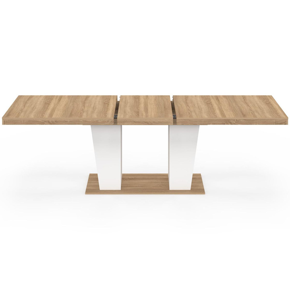 ID MARKET Table à manger extensible rectangle ELIAD 8-12 personnes bois et blanc 200-250 cm