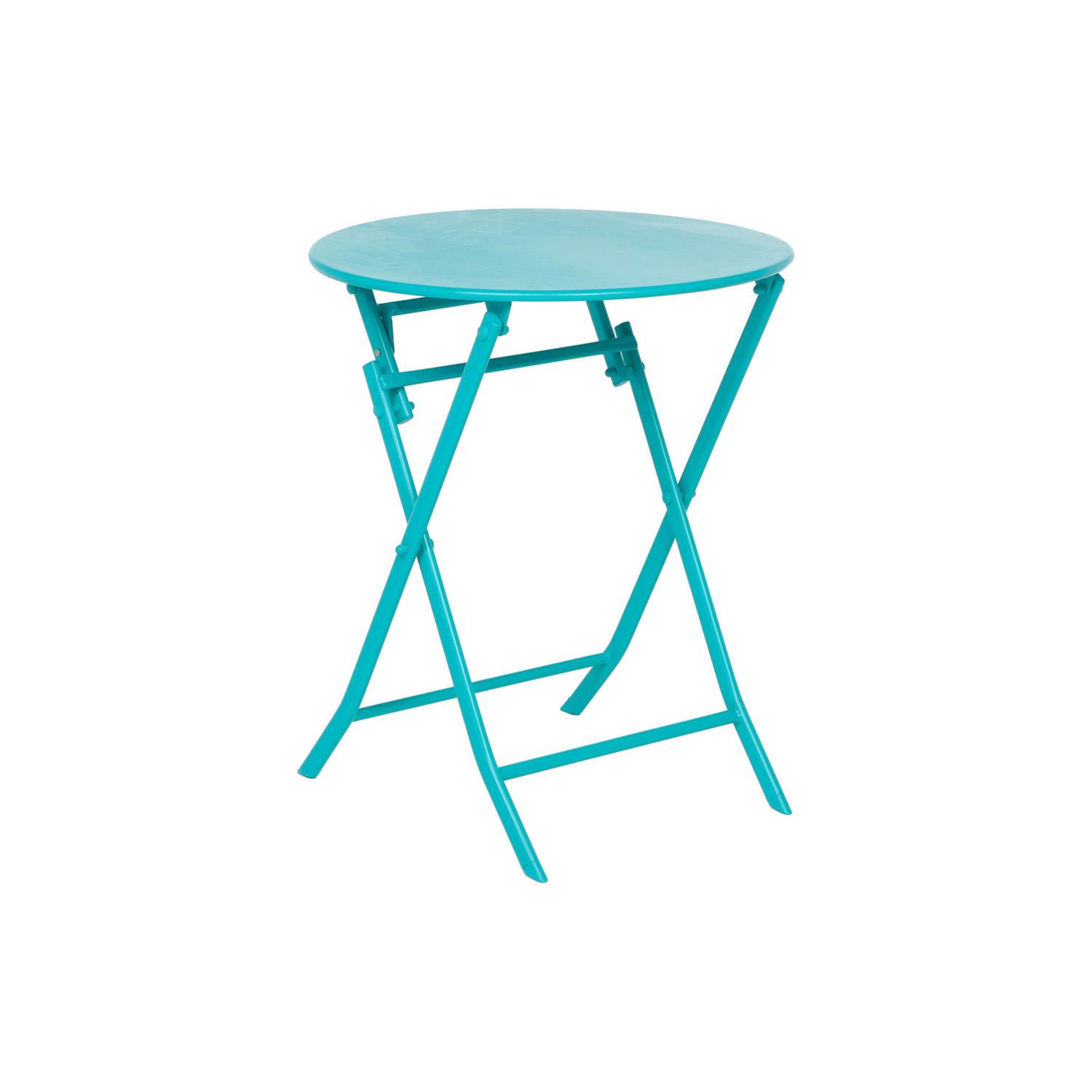 HESPERIDE Table de jardin pliante ronde greensboro - 2 places. Coloris disponibles : Bleu, Rose, Marron, Gris, Vert
