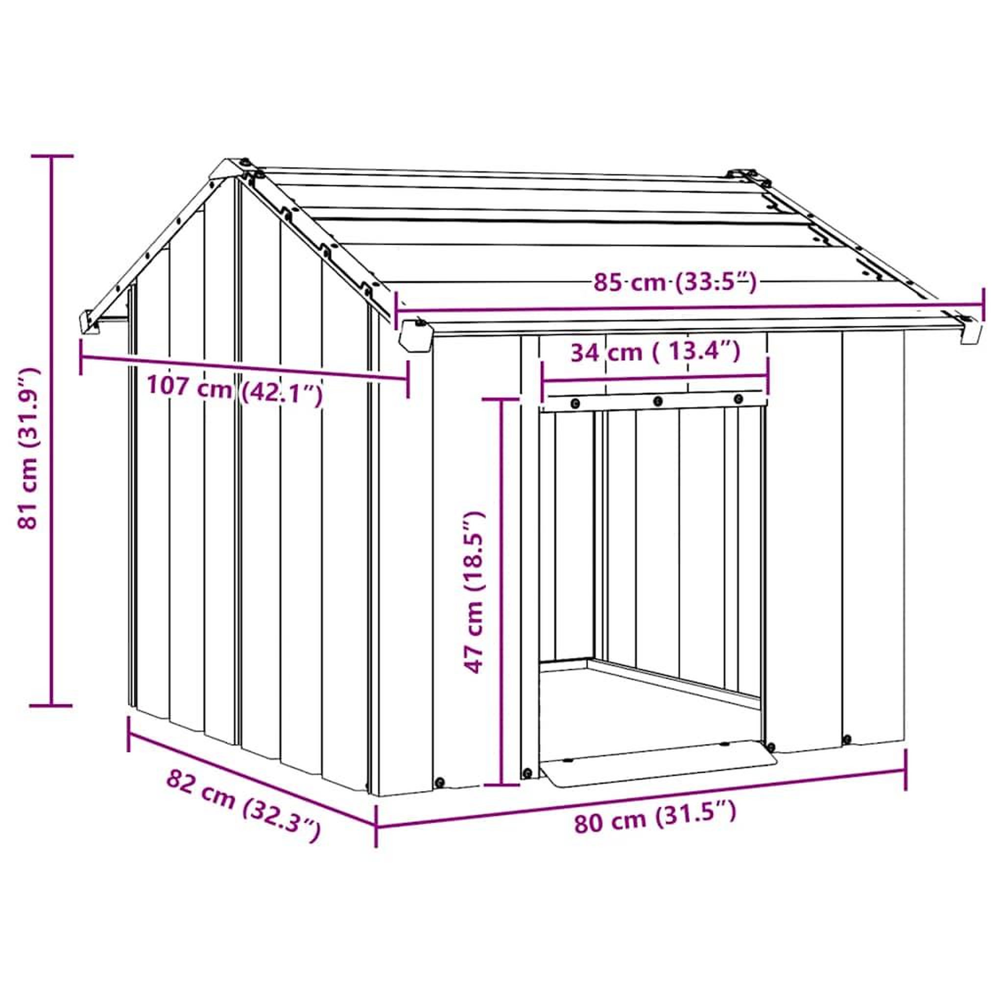 Voir la diapositive 6 : VIDAXL Niche pour chien avec toit noir 85x107x81 cm acier galvanise