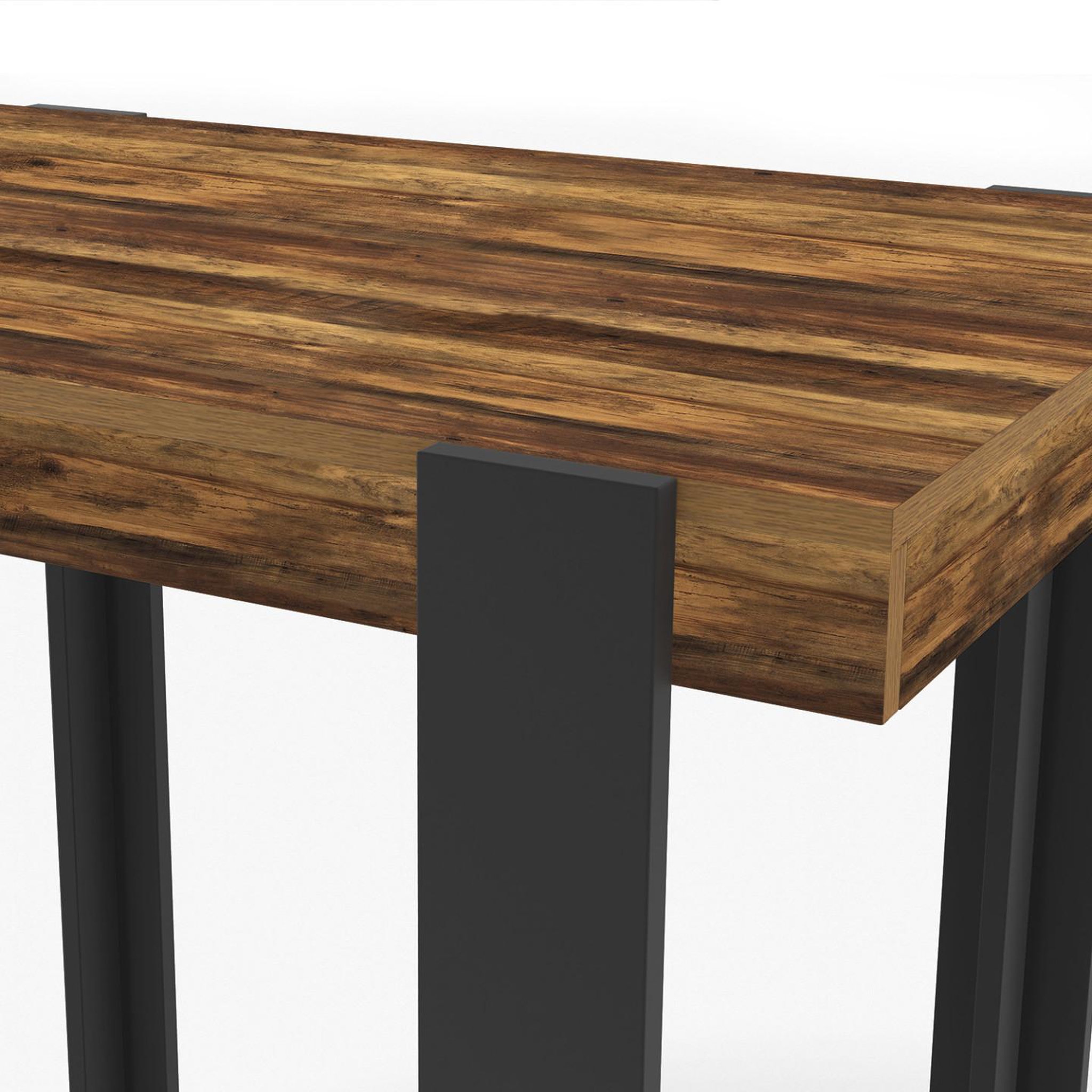 Voir la diapositive 5 : ID MARKET Table haute de bar phoenix bois foncé effet vieilli et noir 90 cm
