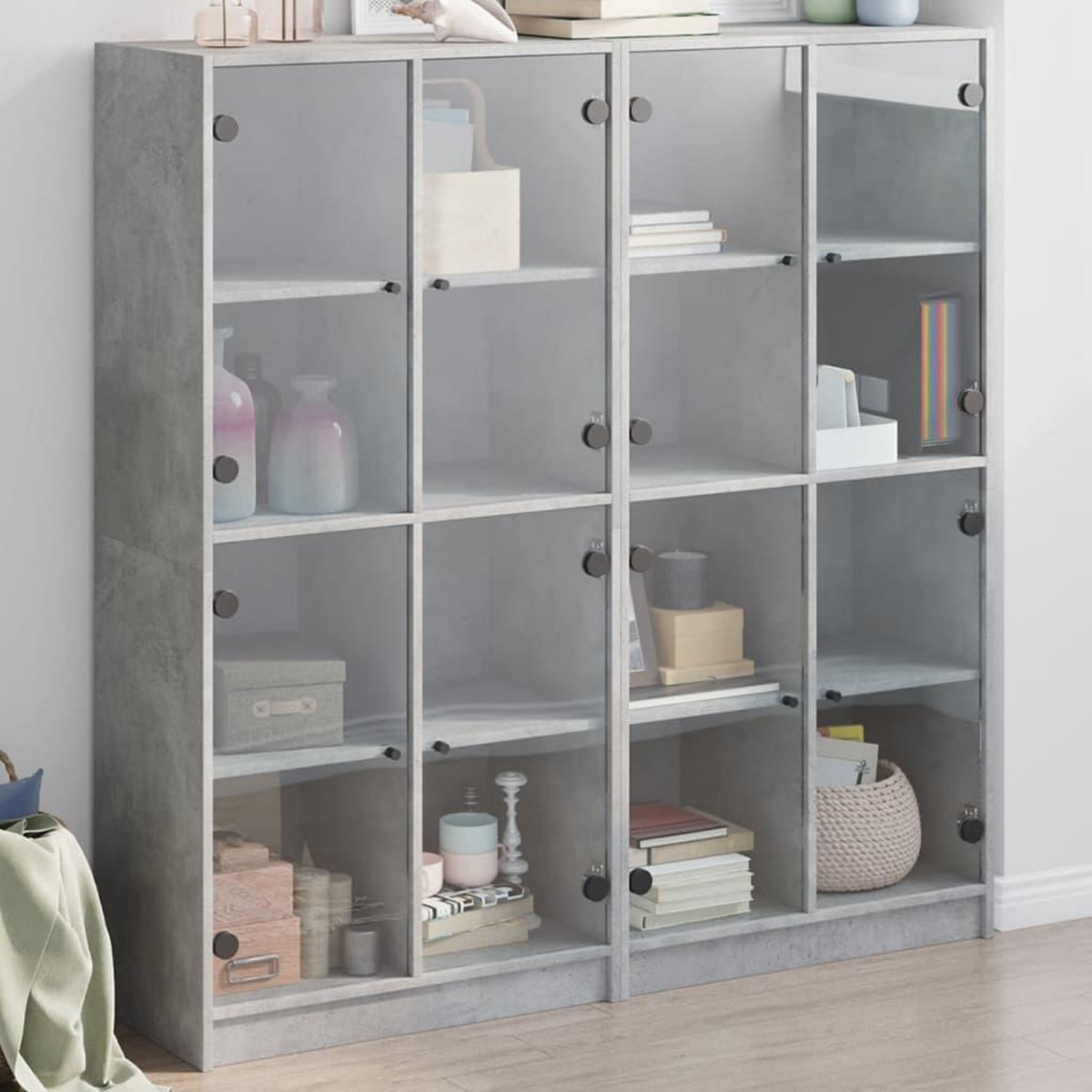 VIDAXL Bibliotheque avec portes gris beton 136x37x142 cm
