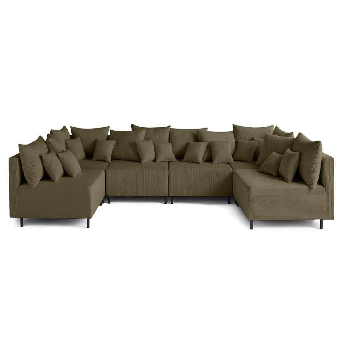 LISA DESIGN Edinburg - canapé modulable panoramique 6 places - en velours côtelé