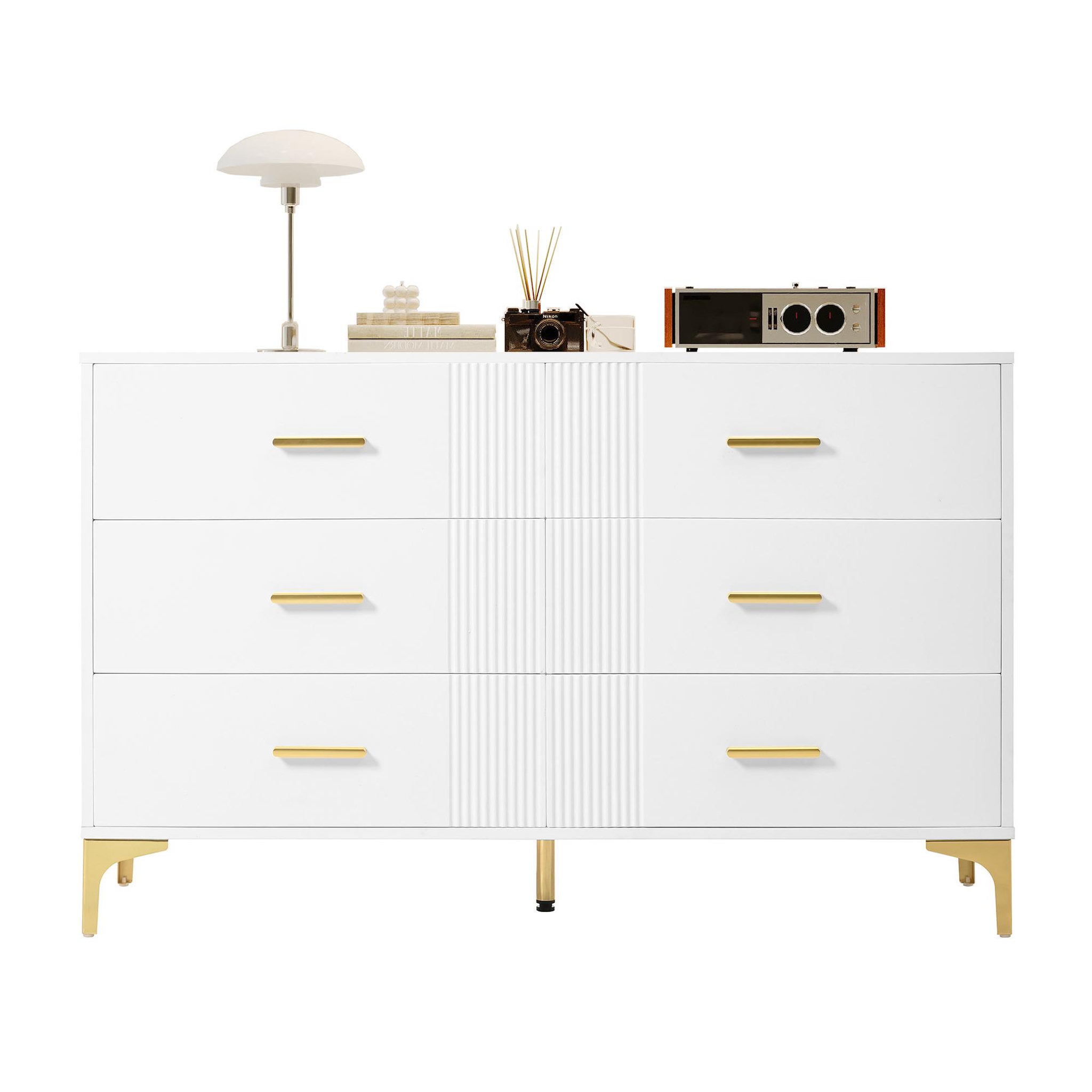 MERAX Commode 6 tiroir(s) 0 niche(s) coloris blanc largeur 120 cm mdf