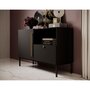 Voir la diapositive 2 : BEST MOBILIER Felicia - buffet bas - noir - 1 porte, 1 tiroir et 1 niche - 120 cm