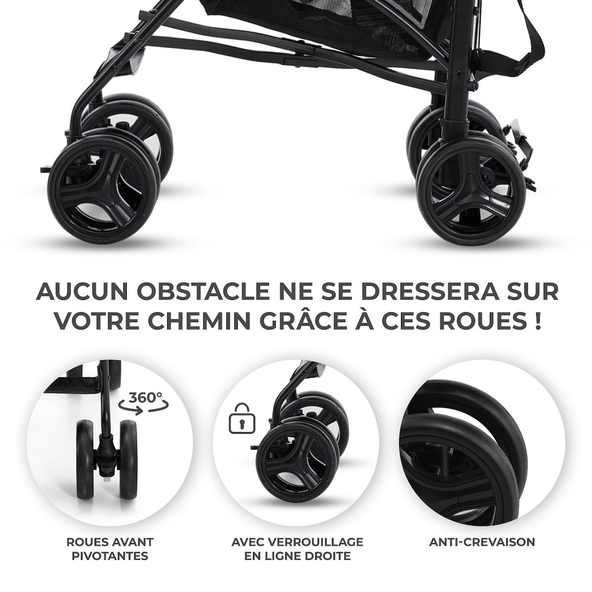 KINDERKRAFT Poussette légère de voyage pliable avec dossier réglable