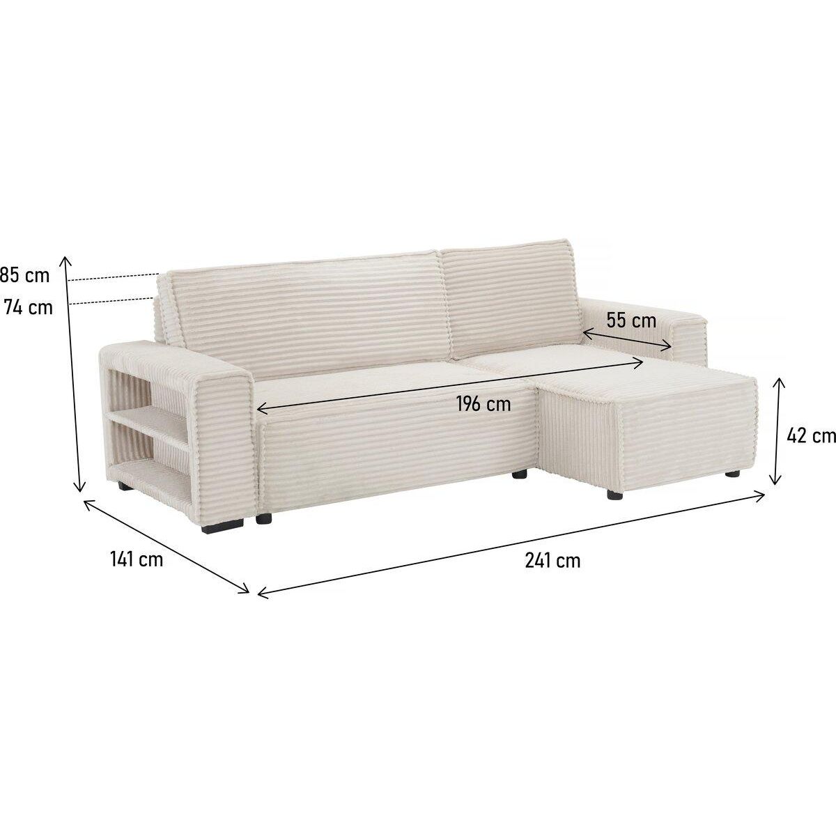 Habitat et Jardin Canapé d'angle en velours côtelé   Opera  - 3 places - Beige