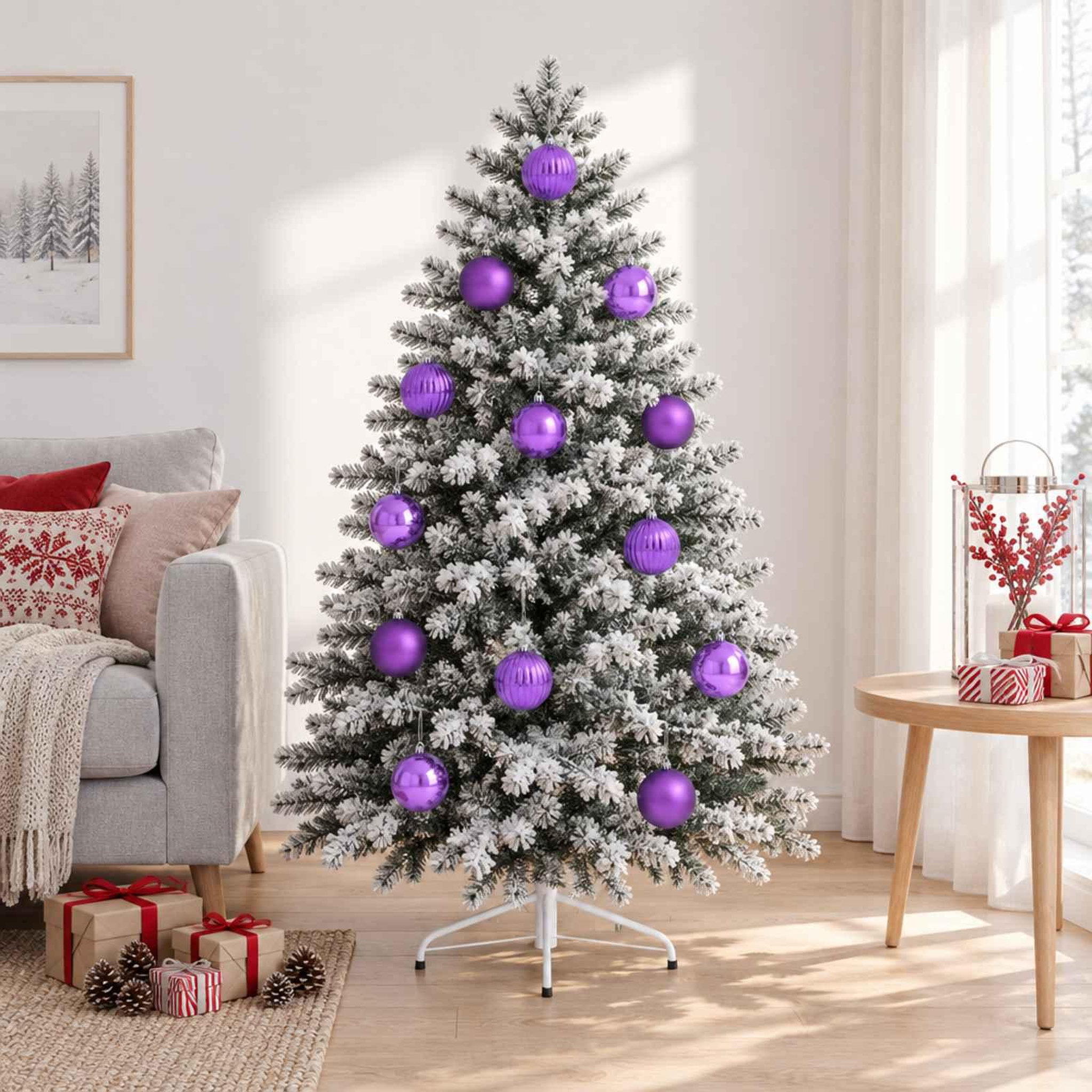 Voir la diapositive 2 : VIDAXL Ensemble de boules de Noël XL 15 pc Lilas Diam. 10 cm Plastique