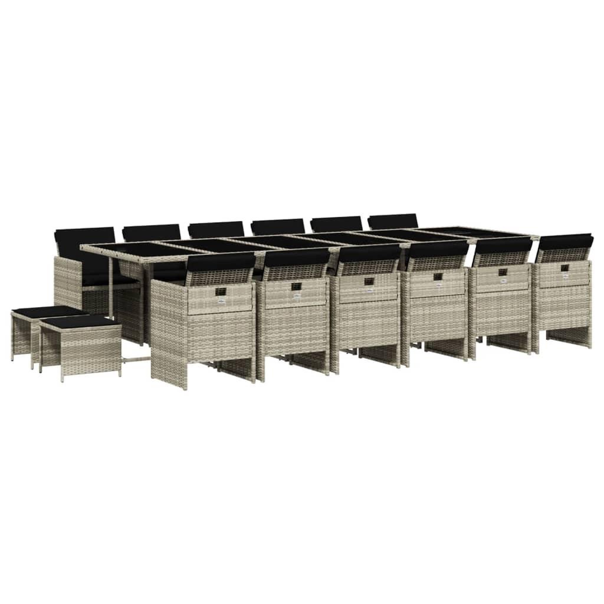 Voir la diapositive 2 : VIDAXL Ensemble a manger de jardin et coussins 17 pcs gris clair rotin
