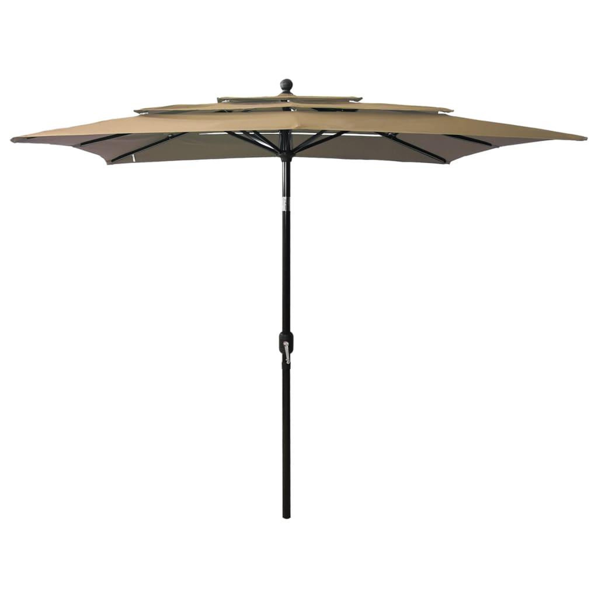 Voir la diapositive 1 : VIDAXL Parasol de jardin a 3 niveaux avec mat en aluminium taupe