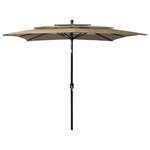 VIDAXL Parasol de jardin a 3 niveaux avec mat en aluminium taupe
