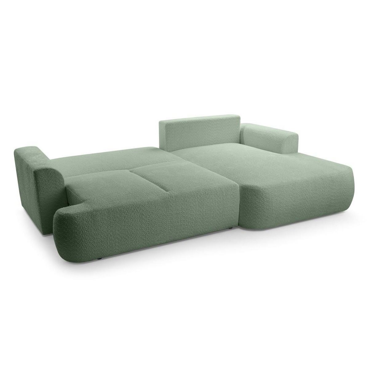 BEST MOBILIER Candela - canapé d'angle droit 4 places - convertible avec coffre - en tissu bouclette