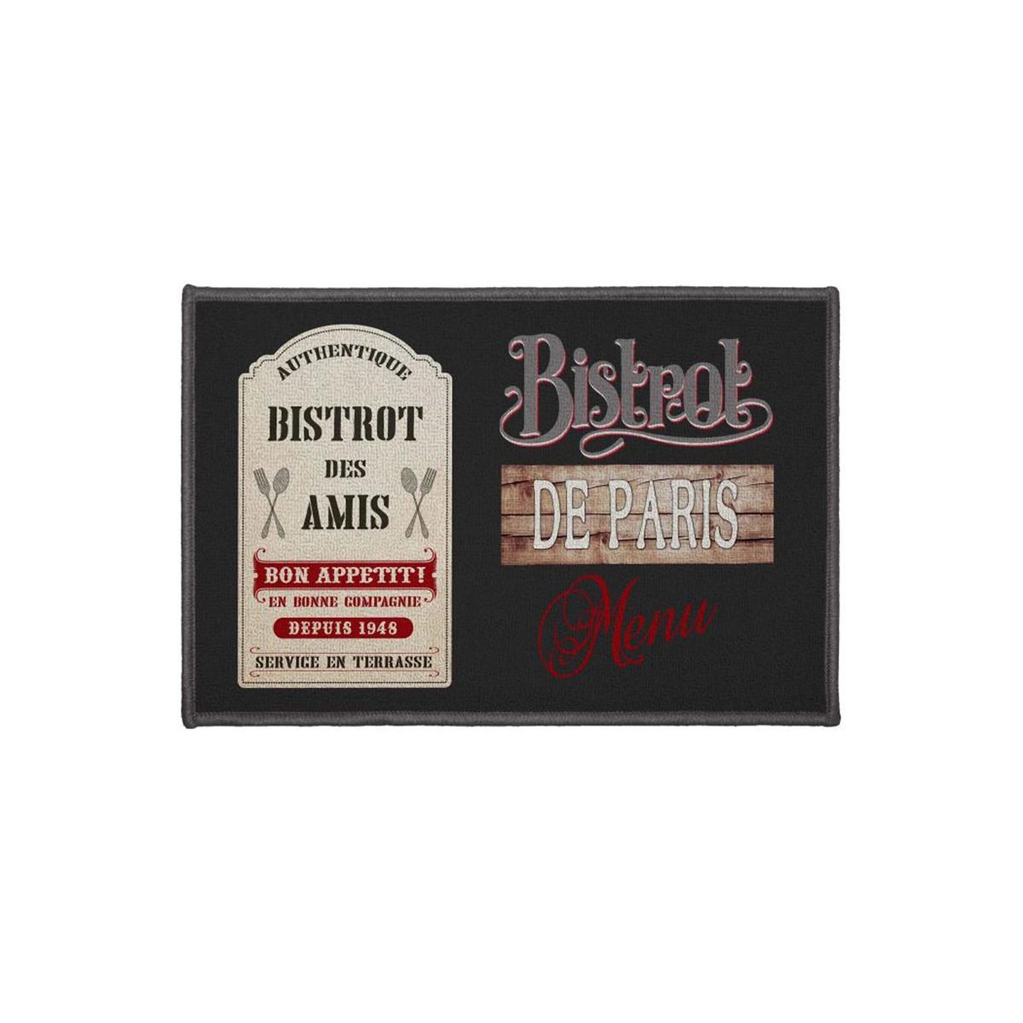 Douceur d'Intérieur Tapis rectangle  bistrot des amis  40x60cm noir