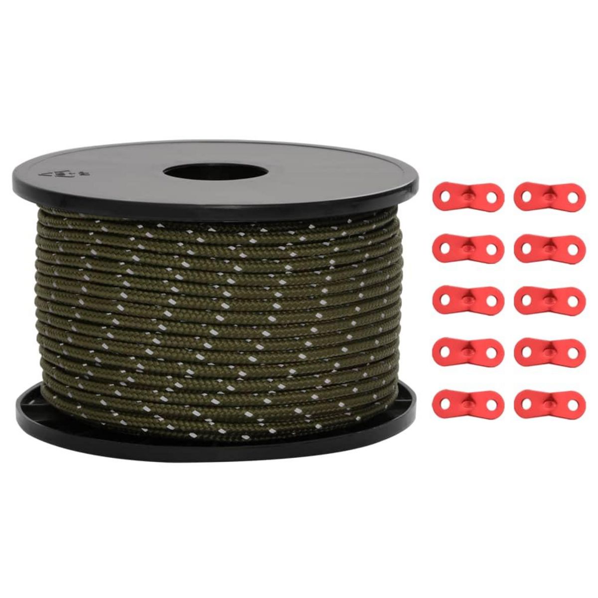 VIDAXL Corde de haubanage de tente avec bandes reflechissantes et cles