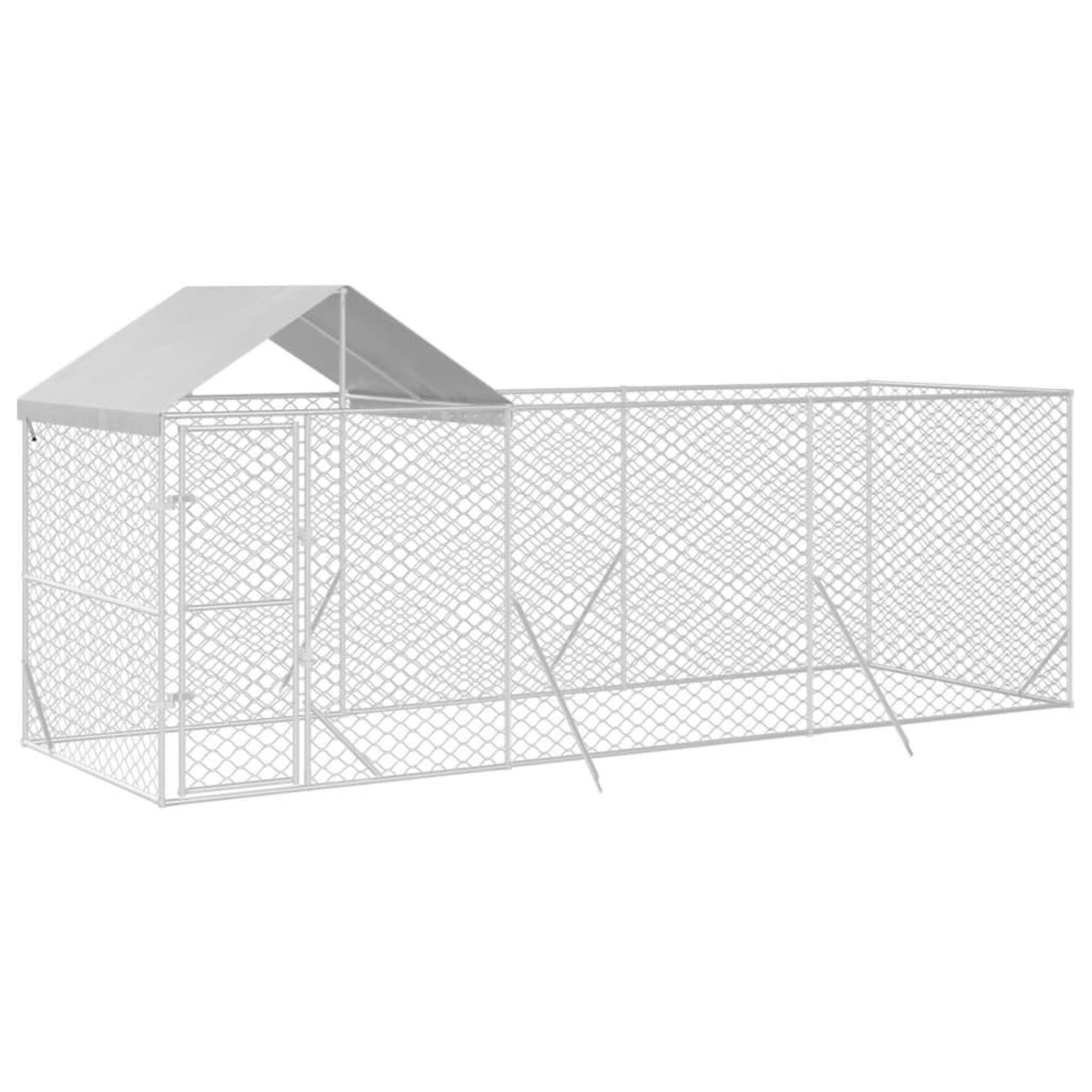 Voir la diapositive 3 : VIDAXL Chenil d'exterieur pour chiens avec toit argente 6x2x2,5 m