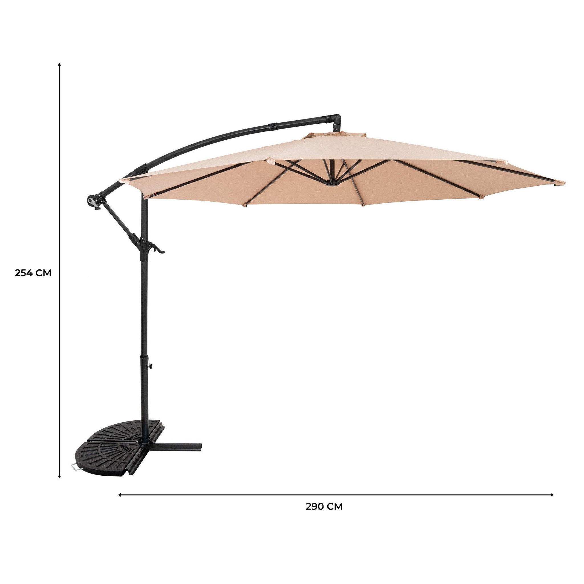 Voir la diapositive 5 : Monster Parasol Banane à Mât Déporté 3 m & 2 Pieds en Éventail