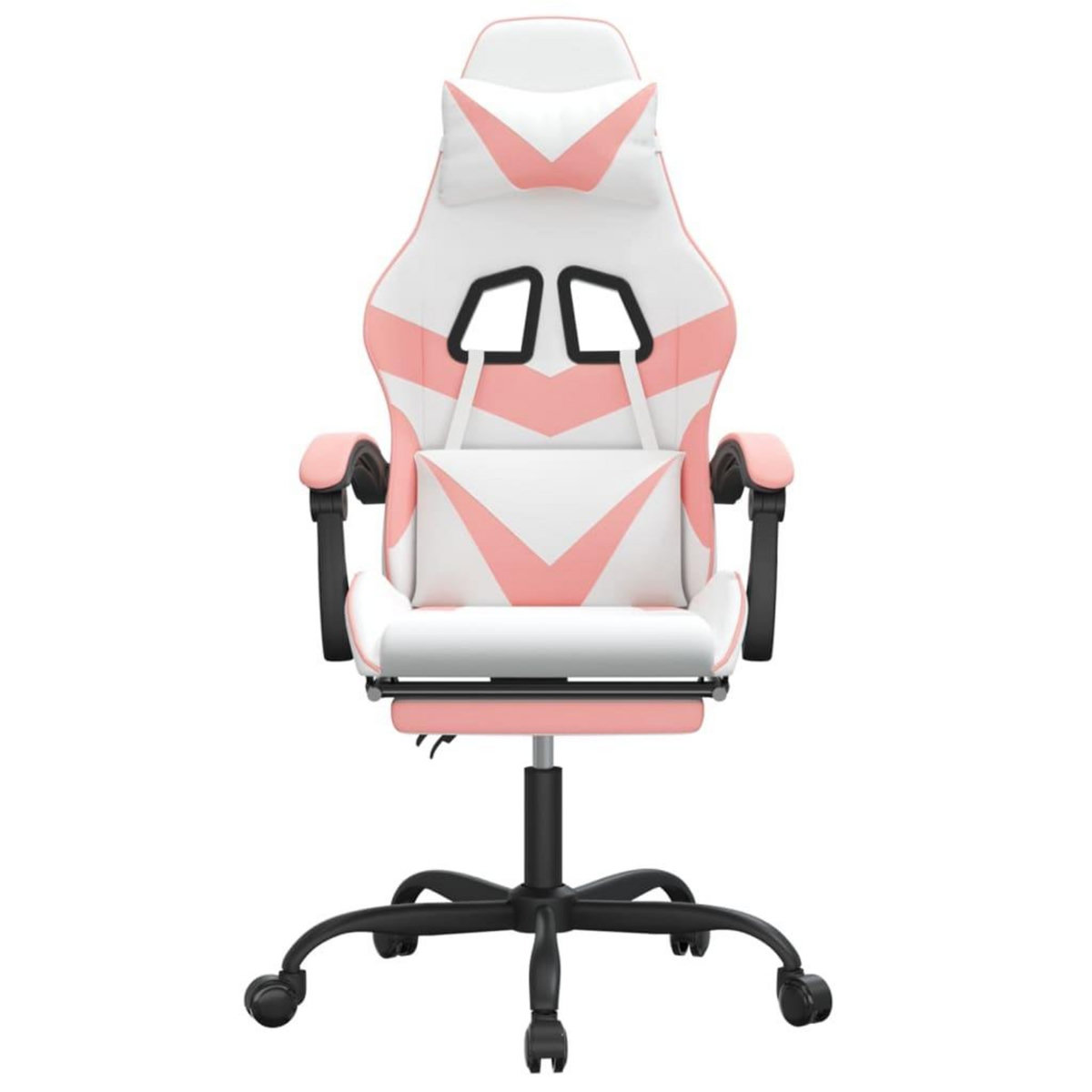 VIDAXL Chaise de jeu avec repose-pied Blanc et rose Similicuir