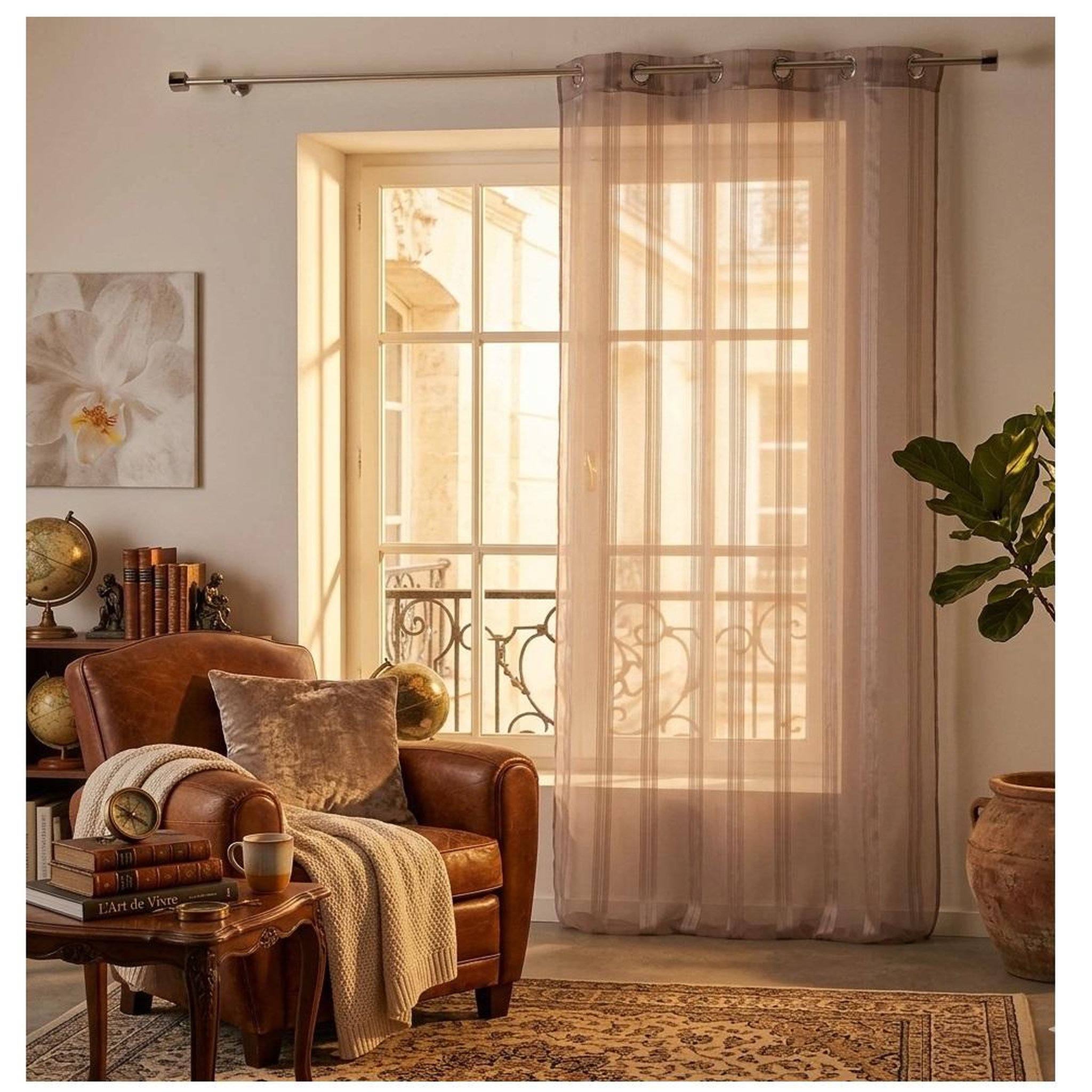 Voir la diapositive 2 : Eden Voilage a rayures bandas design et moderne
