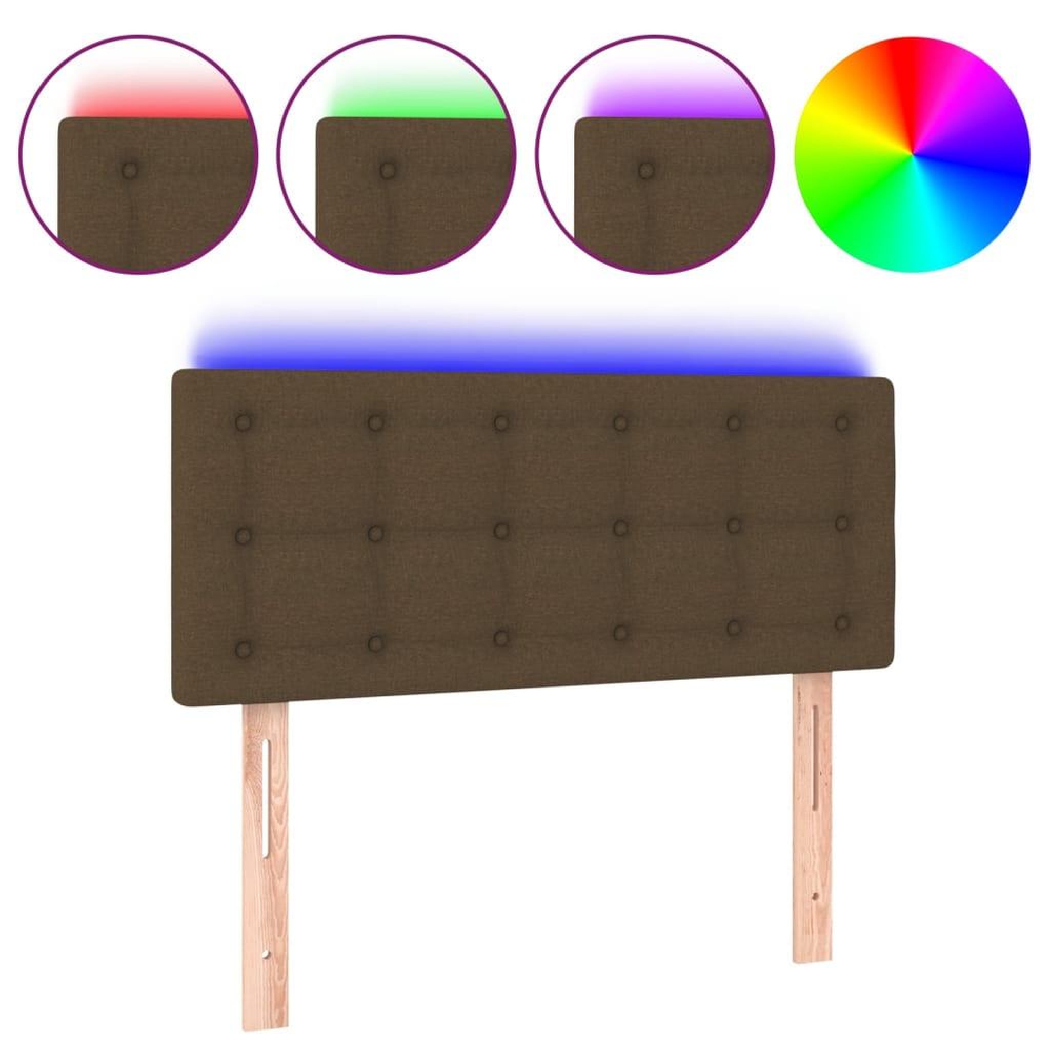 Voir la diapositive 2 : VIDAXL Tete de lit a LED Marron Fonce 80x5x78/88 cm Tissu
