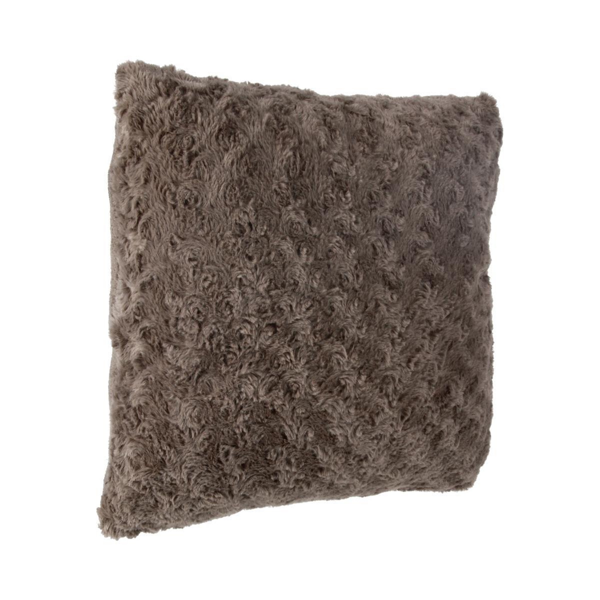 Voir la diapositive 2 : ATMOSPHERA Coussin imitation fourrure  bouclée  45x45cm taupe