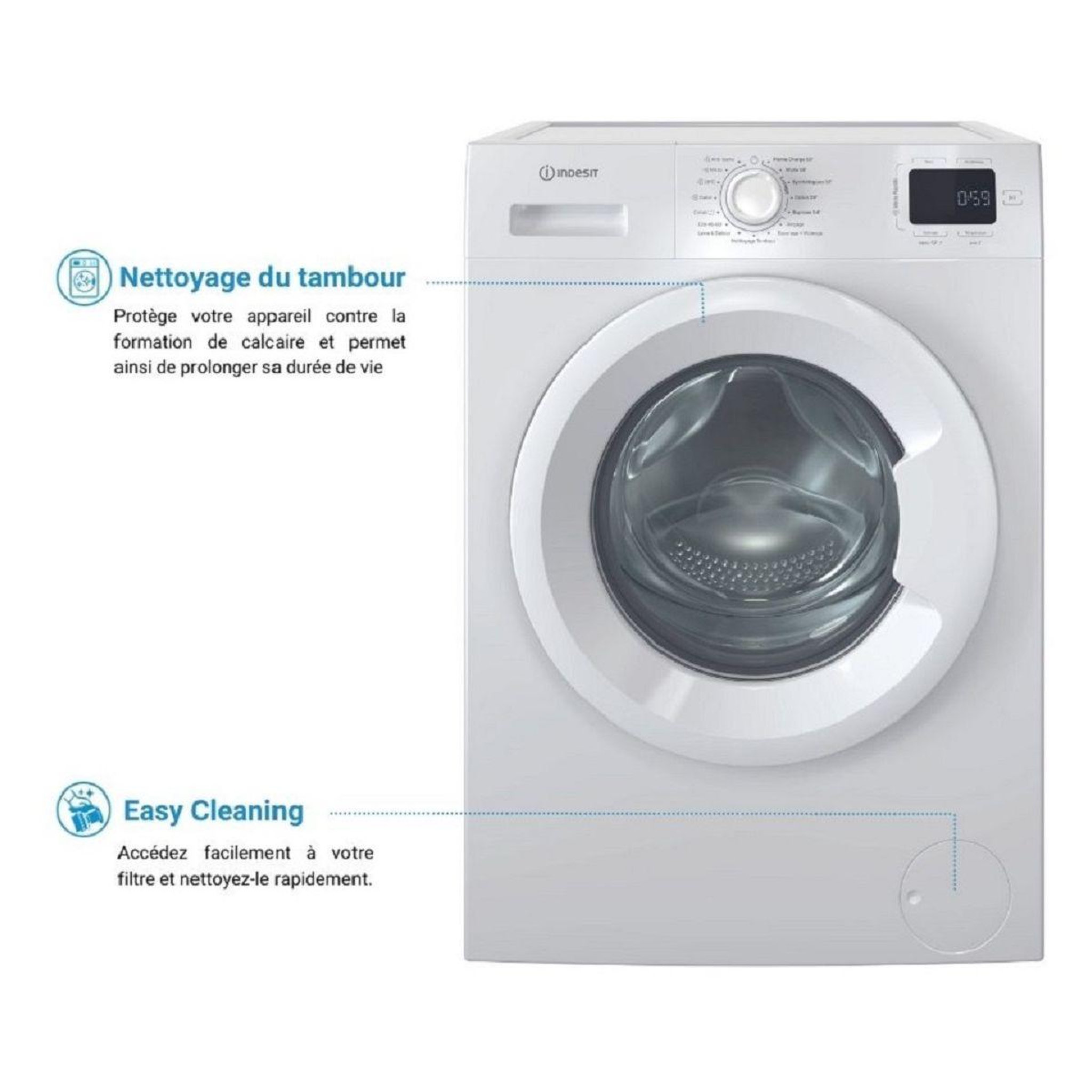 Voir la diapositive 3 : Indesit Lave linge hublot im864mytimefr