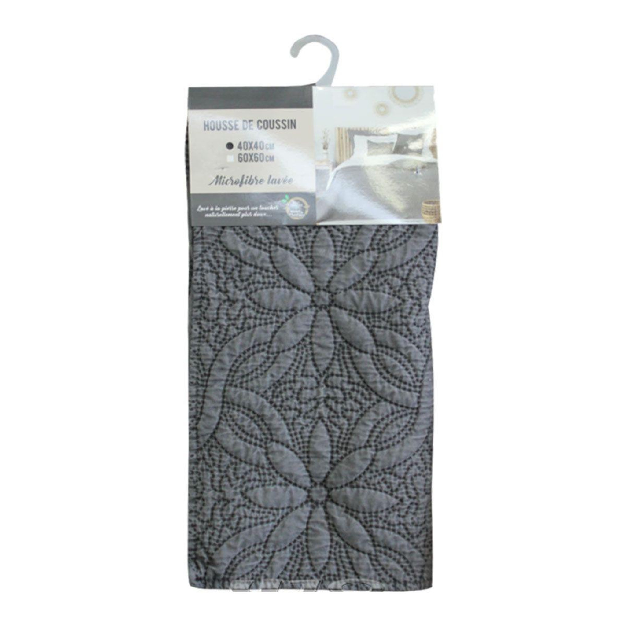 Voir la diapositive 2 : Douceur d'Intérieur Housse de coussin  florette  40x40cm anthracite