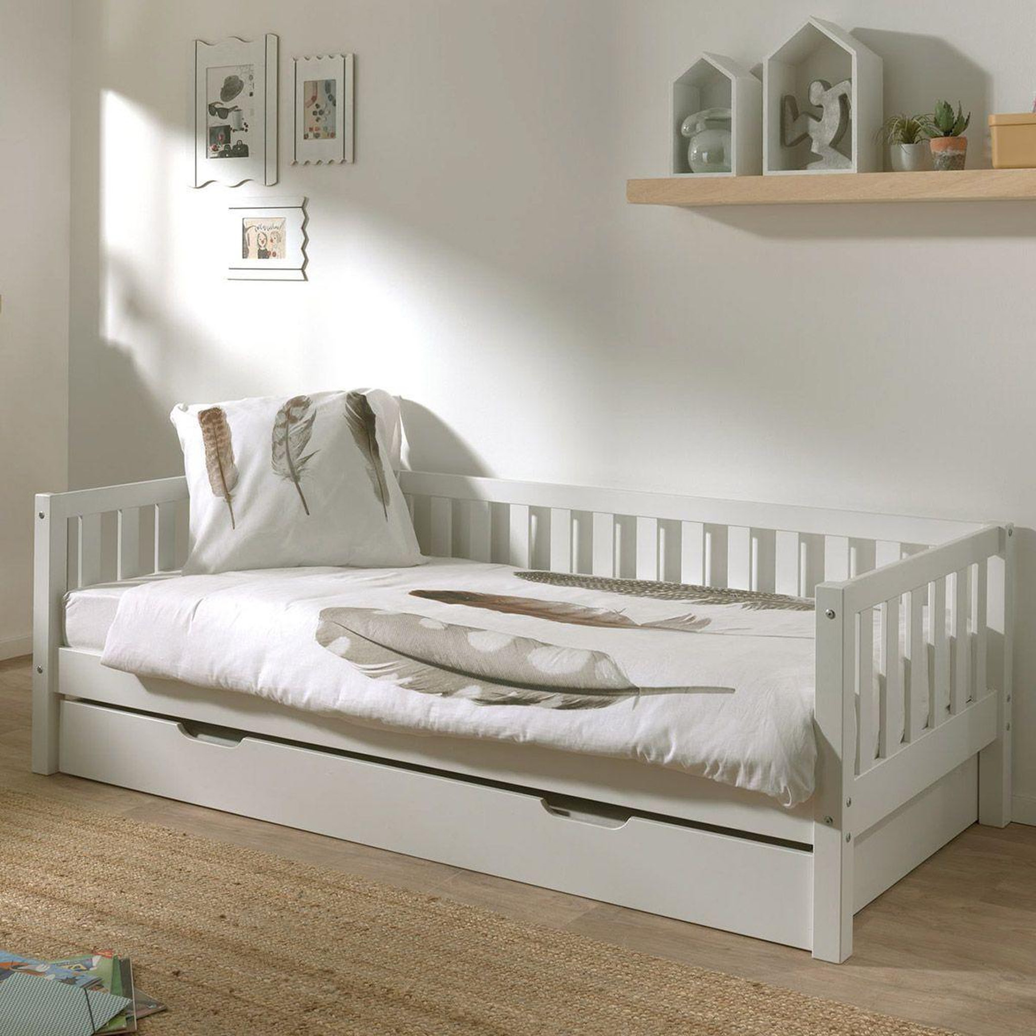 Paris Prix Pack - Lit Capitaine Enfant & Tiroir  Fritz  90x200cm Blanc