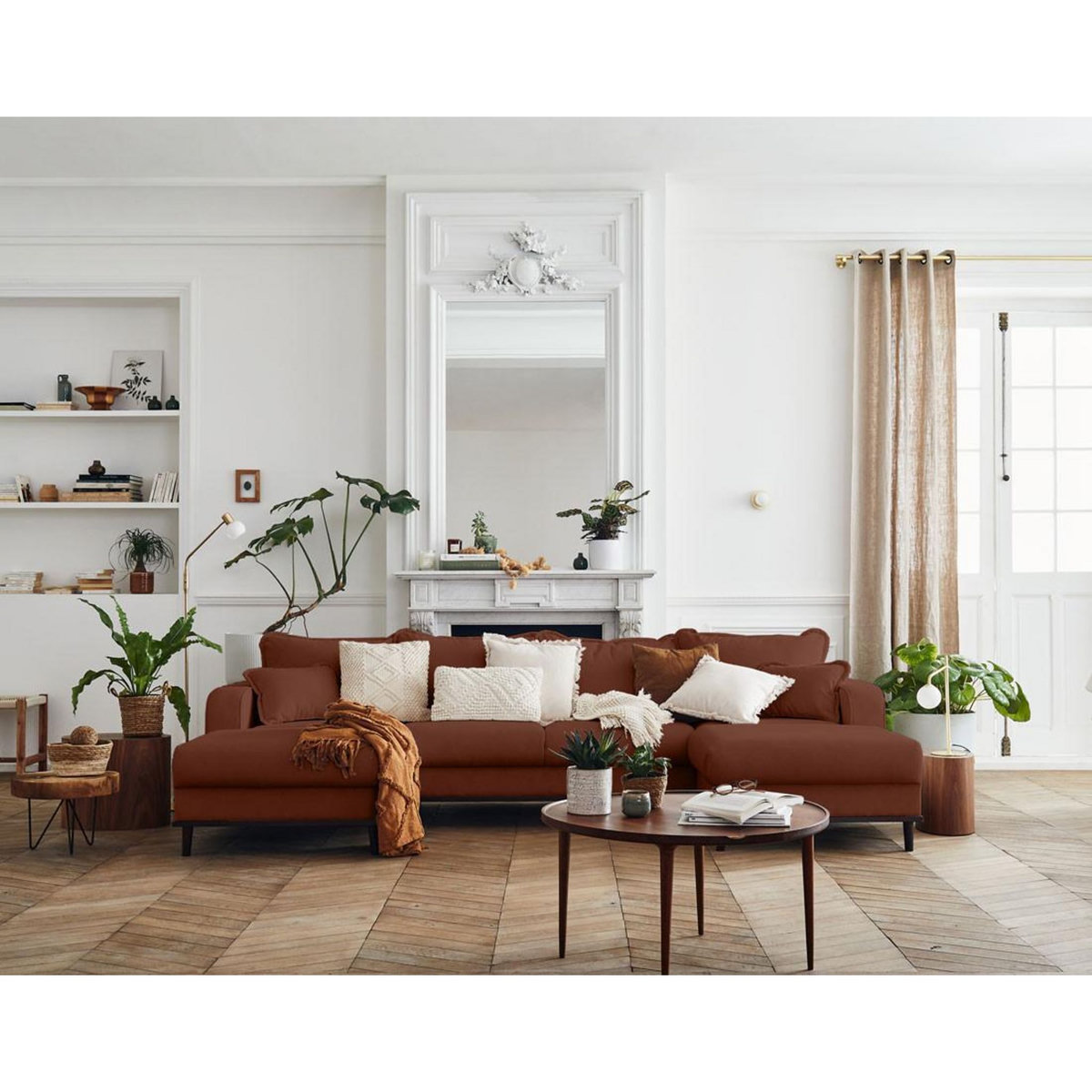 LISA DESIGN Albane - canapé panoramique en u - 7 places - en velours côtelé