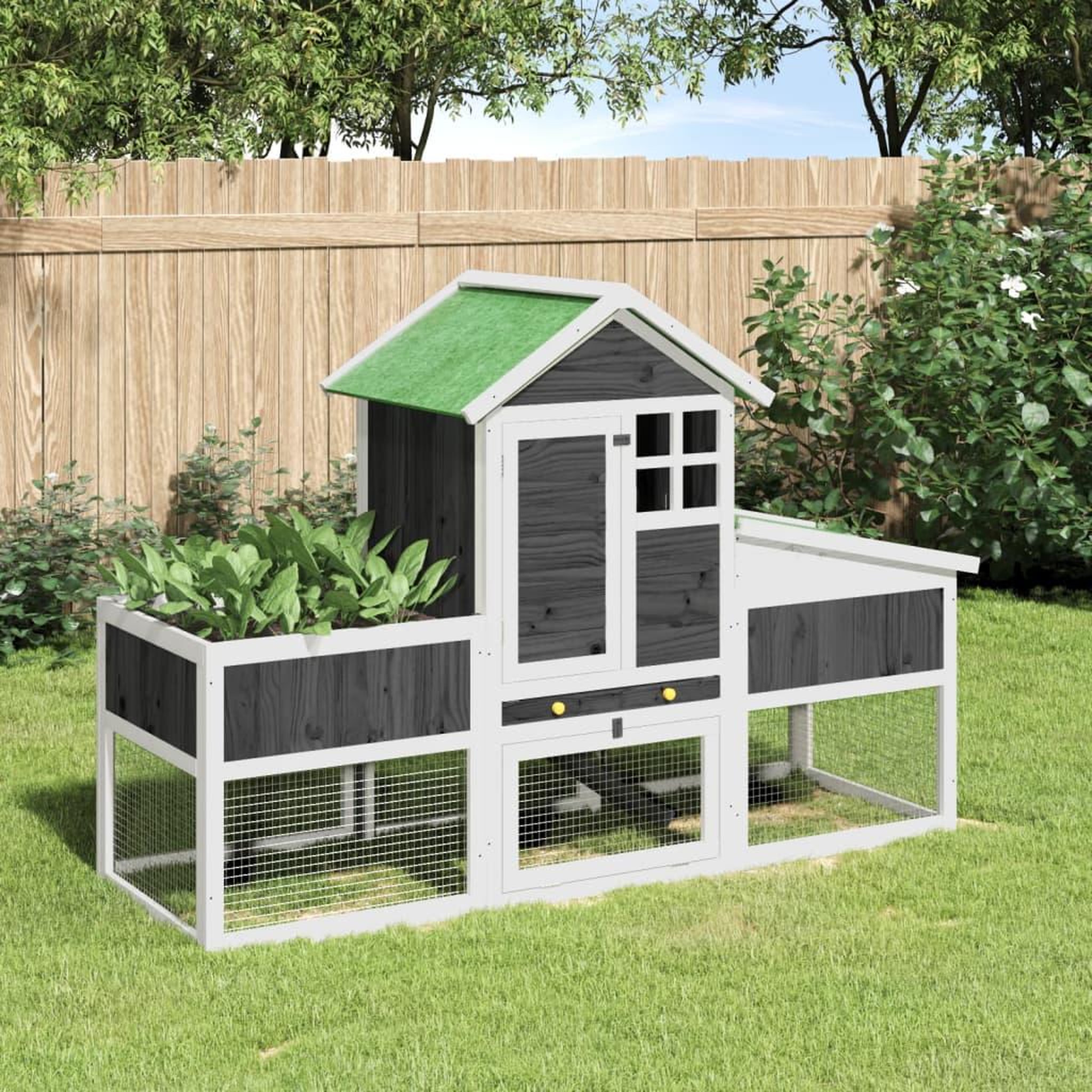 VIDAXL Clapier gris 170x63x113 cm bois de pin massif