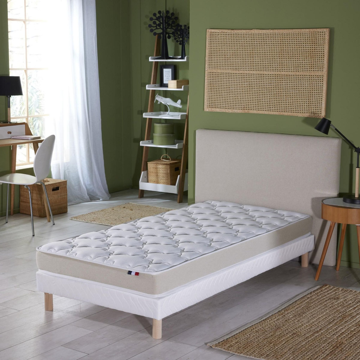 IDLITERIE Ensemble matelas 100% latex 3 zones et sommier Essentiel - qualité française