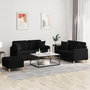 Voir la diapositive 1 : VIDAXL Ensemble de canapes 3 pcs avec coussins noir tissu
