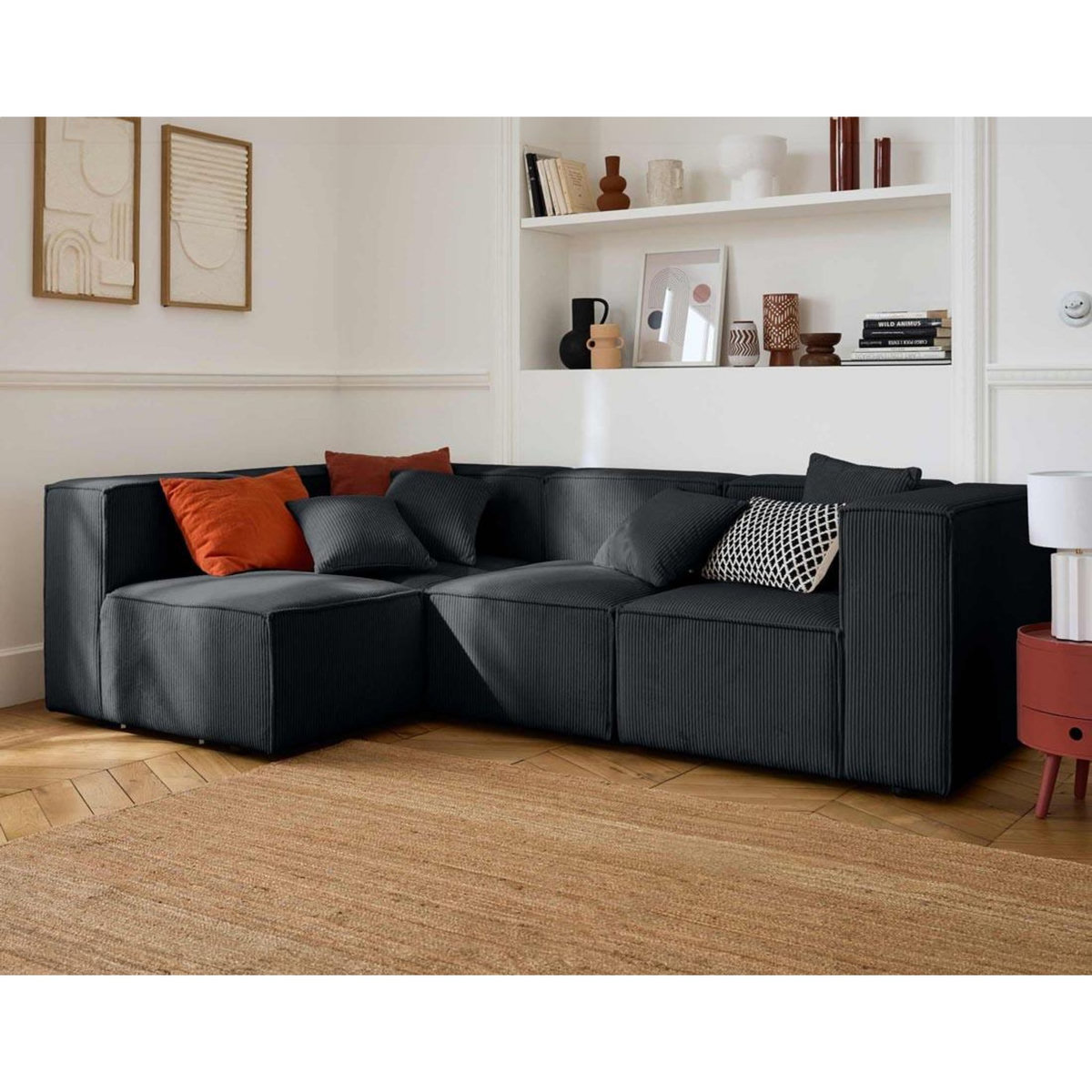 LISA DESIGN Arty - canapé modulable d'angle gauche 4 places - en velours côtelé