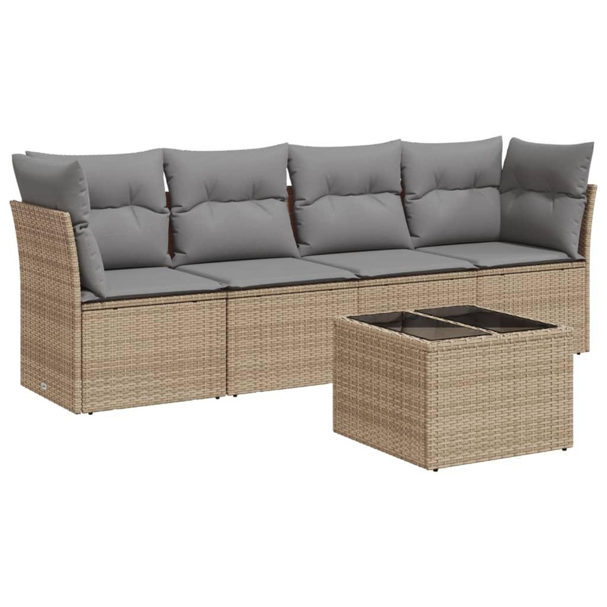 Voir la diapositive 2 : VIDAXL Salon de jardin avec coussins 5 pcs beige resine tressee