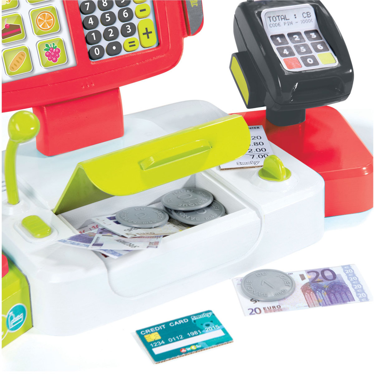 SMOBY Grande caisse enregistreuse rouge - Jouet d'imitation