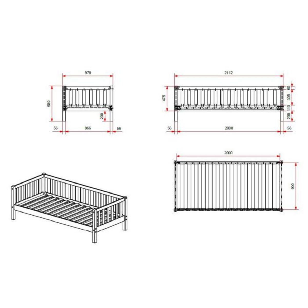 Paris Prix Lit Capitaine Enfant  Fritz  90x200cm Naturel