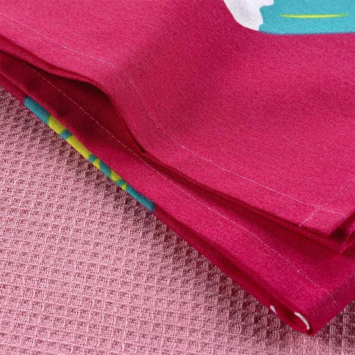 Paris Prix Lot de 2 Torchons Enfant  Mini Fée  50x70cm Rose