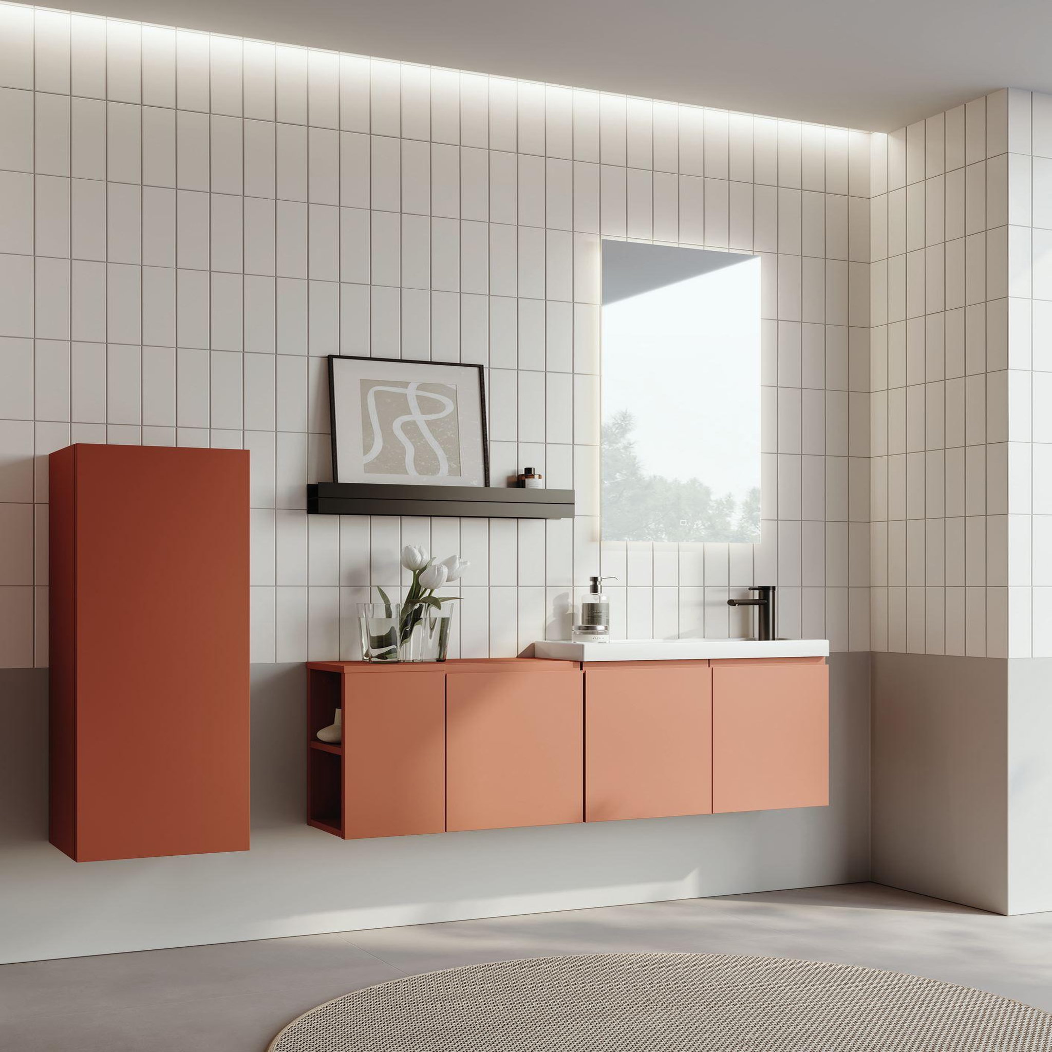 Voir la diapositive 4 : Habitat et Jardin Armoire de Salle de Bain  Ferla 30  - 30 x 25 x 100 cm - Matte Cinnamon