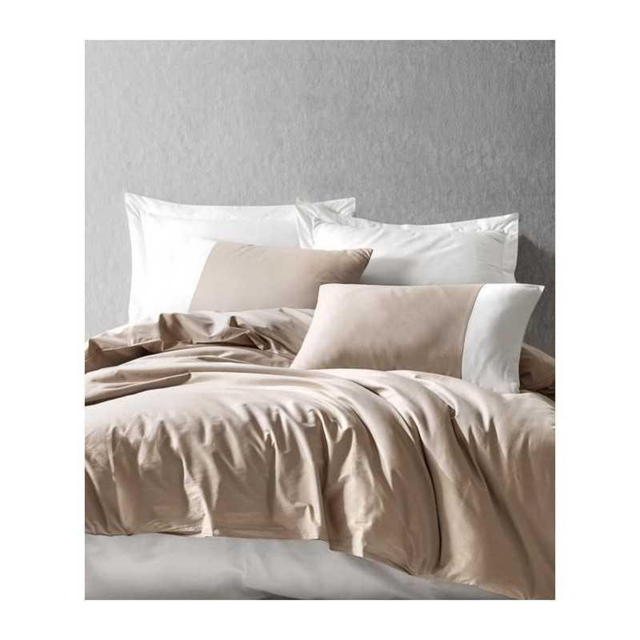 Voir la diapositive 4 : GENERIQUE Parure de lit - 129CTN62695 - 1 housse de couette 220 x 240 cm + 2 taies d'oreiller 60 x 60 cm - 100% coton ranforcé - Vison