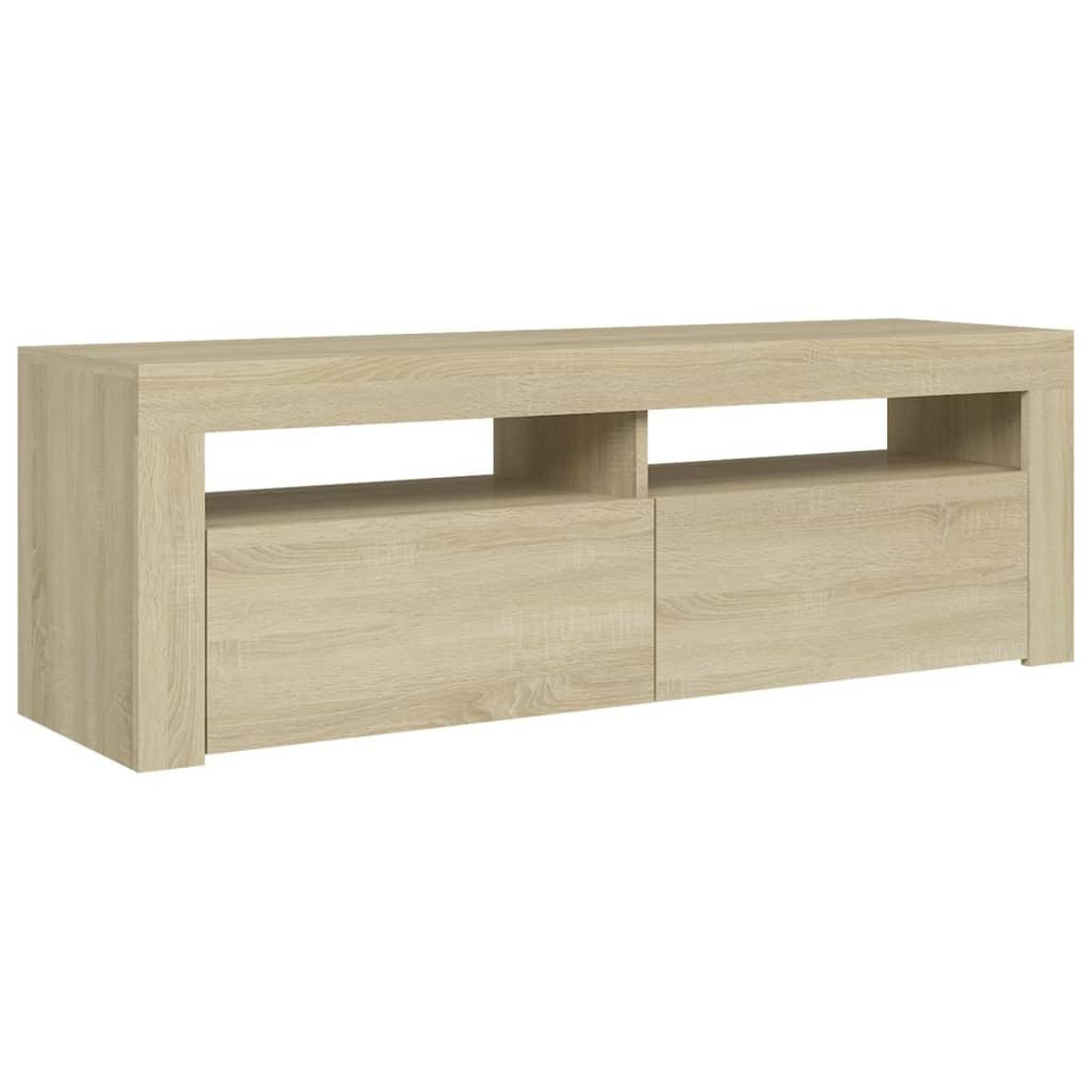 Voir la diapositive 3 : VIDAXL Meuble TV avec lumieres LED chene sonoma 120x35x40 cm