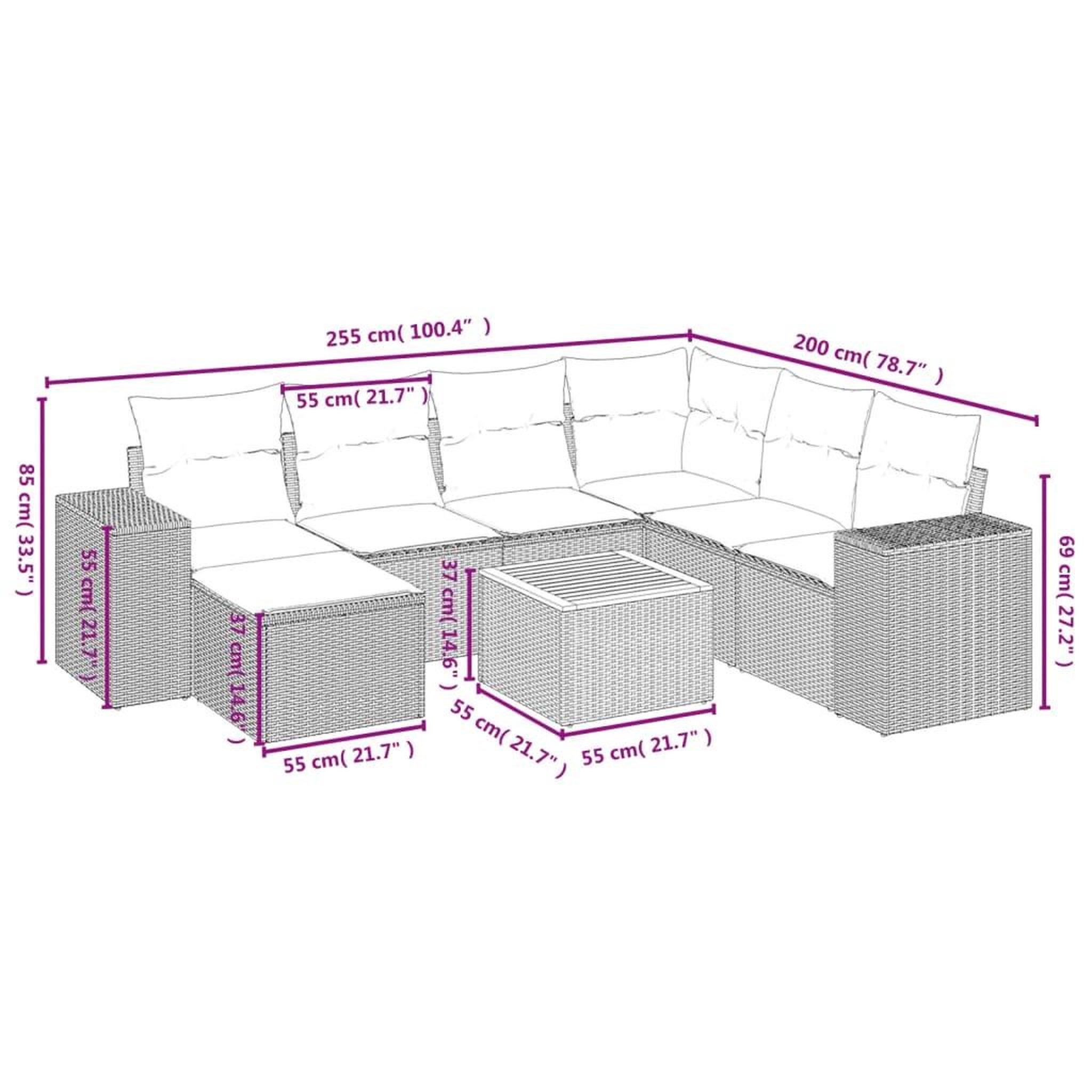 Voir la diapositive 3 : VIDAXL Salon de jardin 8 pcs avec coussins noir resine tressee